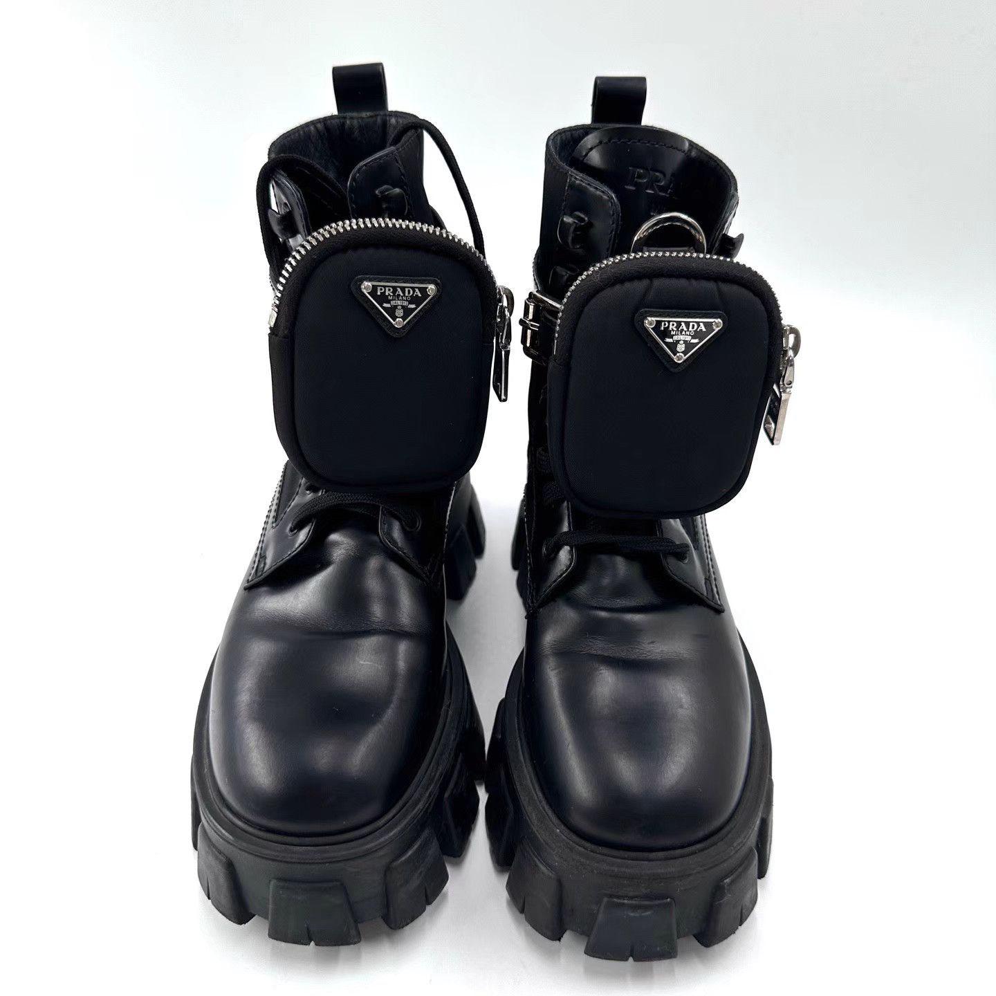 Prada Prada Monolith Mini Bag Logo Combat Boots K12 Size US 8 / EU 41 - 2 Thumbnail