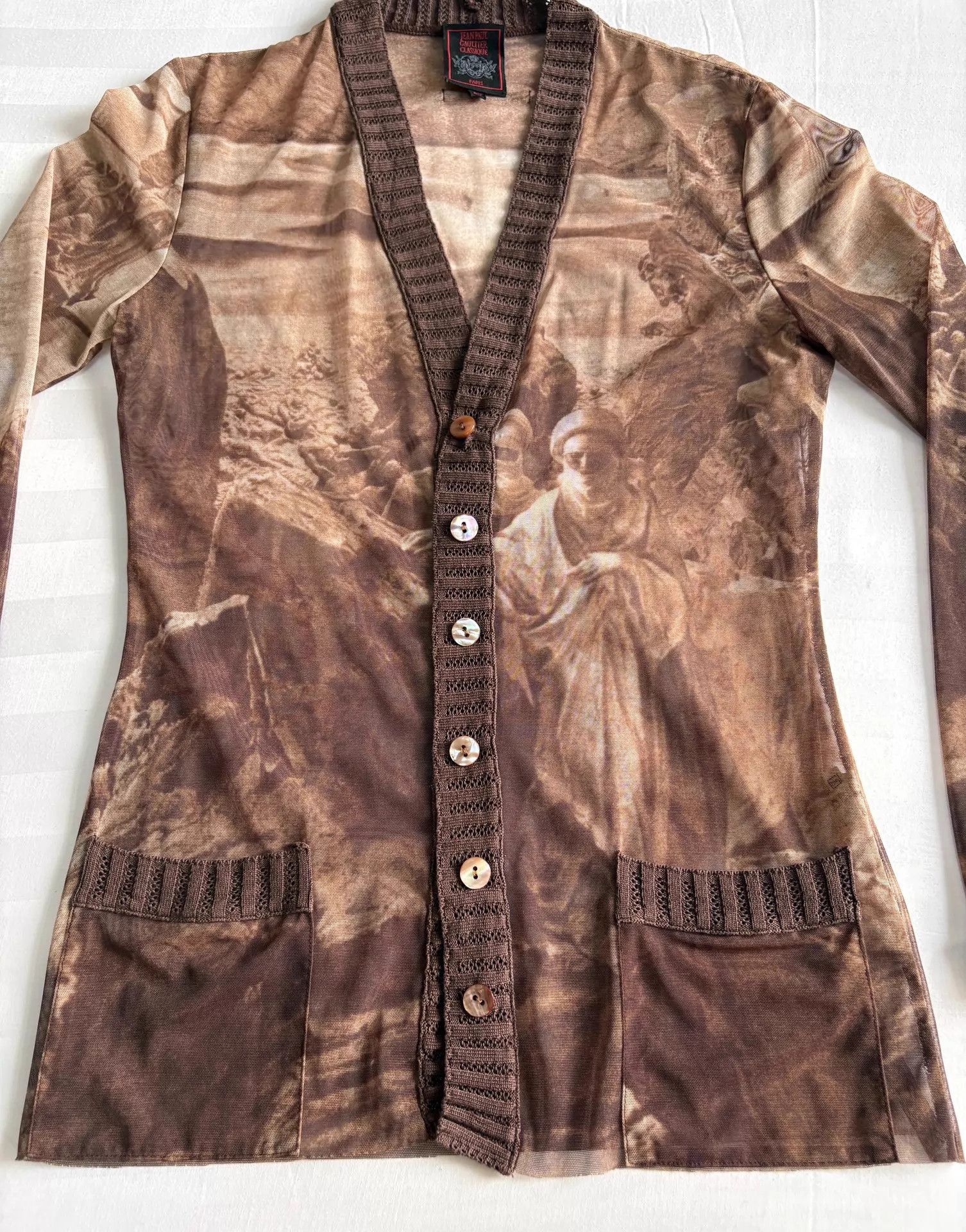 Jean Paul Gaultier JPG Religious Figure Knit Mesh Cardigan 40 Vintage Size S / US 4 / IT 40 - 5 Thumbnail