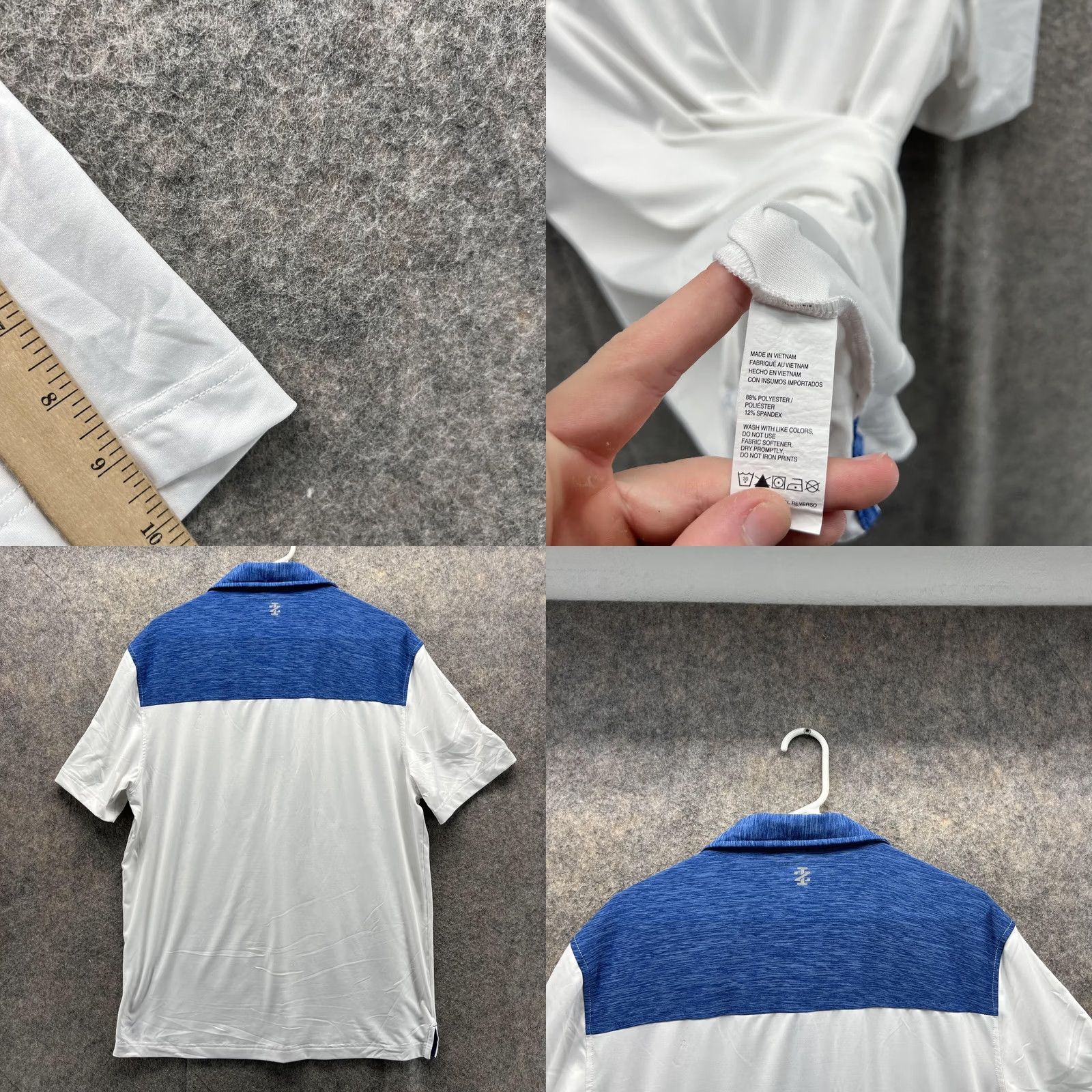 Izod Izod Polo Shirt Men Medium Adult Blue White Golf Stretch Athletic Polo Shirt Regular Fit Short Sleeve Solid White 44 in Chest Mens Polo Size US M / EU 48-50 / 2 - 8 Thumbnail