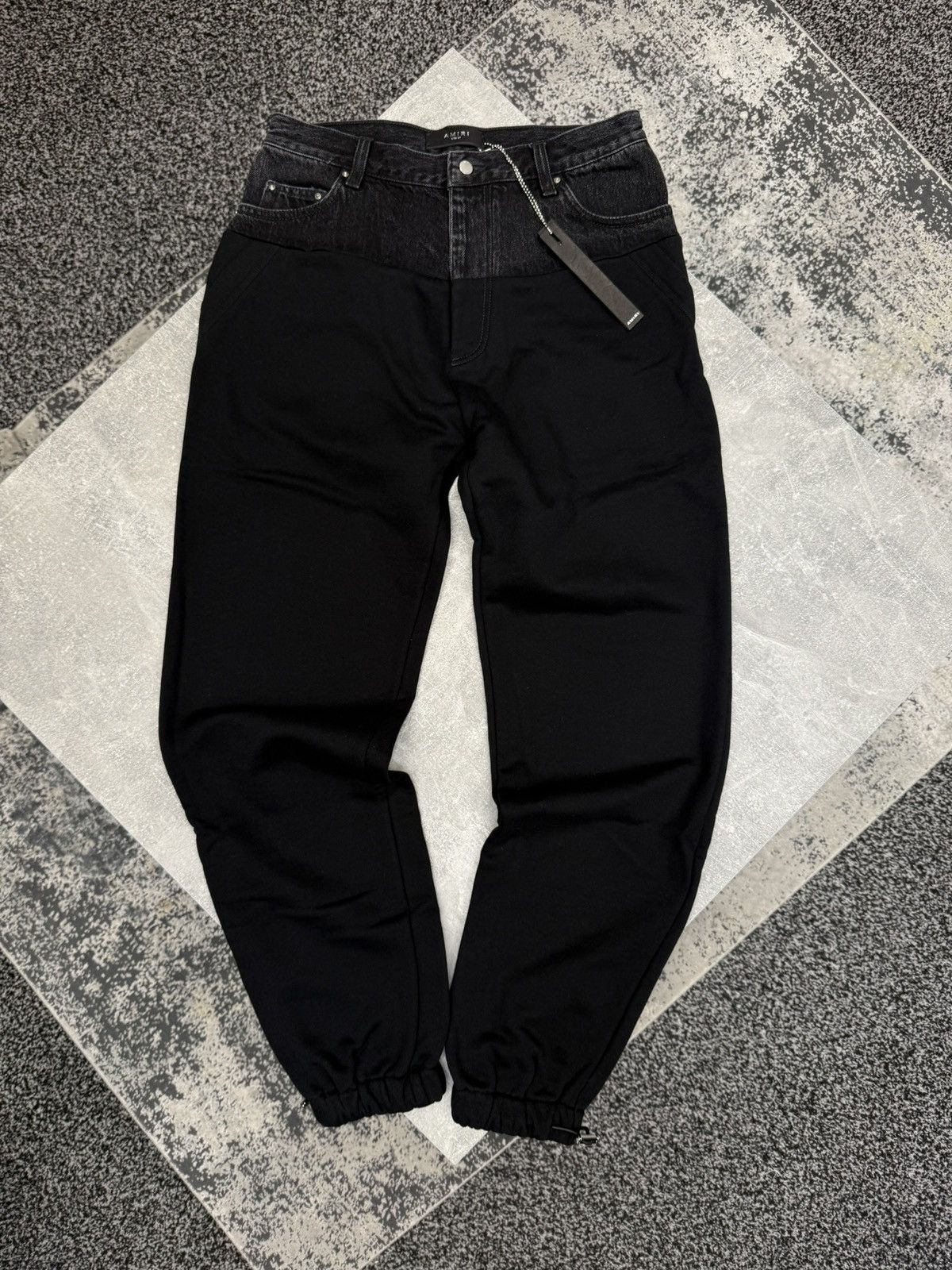 Amiri Hybrid Sweatpants Satin Black. BNWT. Size W27 Size 27" / US 4 / IT 40 - 1 Thumbnail