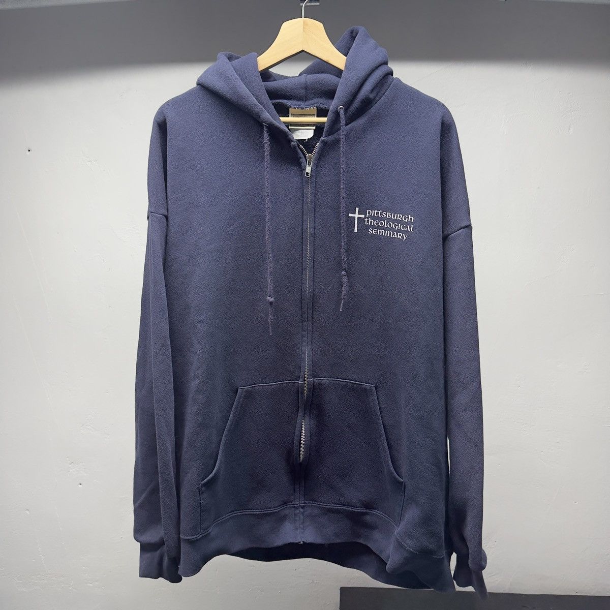 Vintage 90s Theology Seminar Cross Jesus Zip Up Hoodie ERD Grunge Size US XXL / EU 58 / 5 - 1 Thumbnail