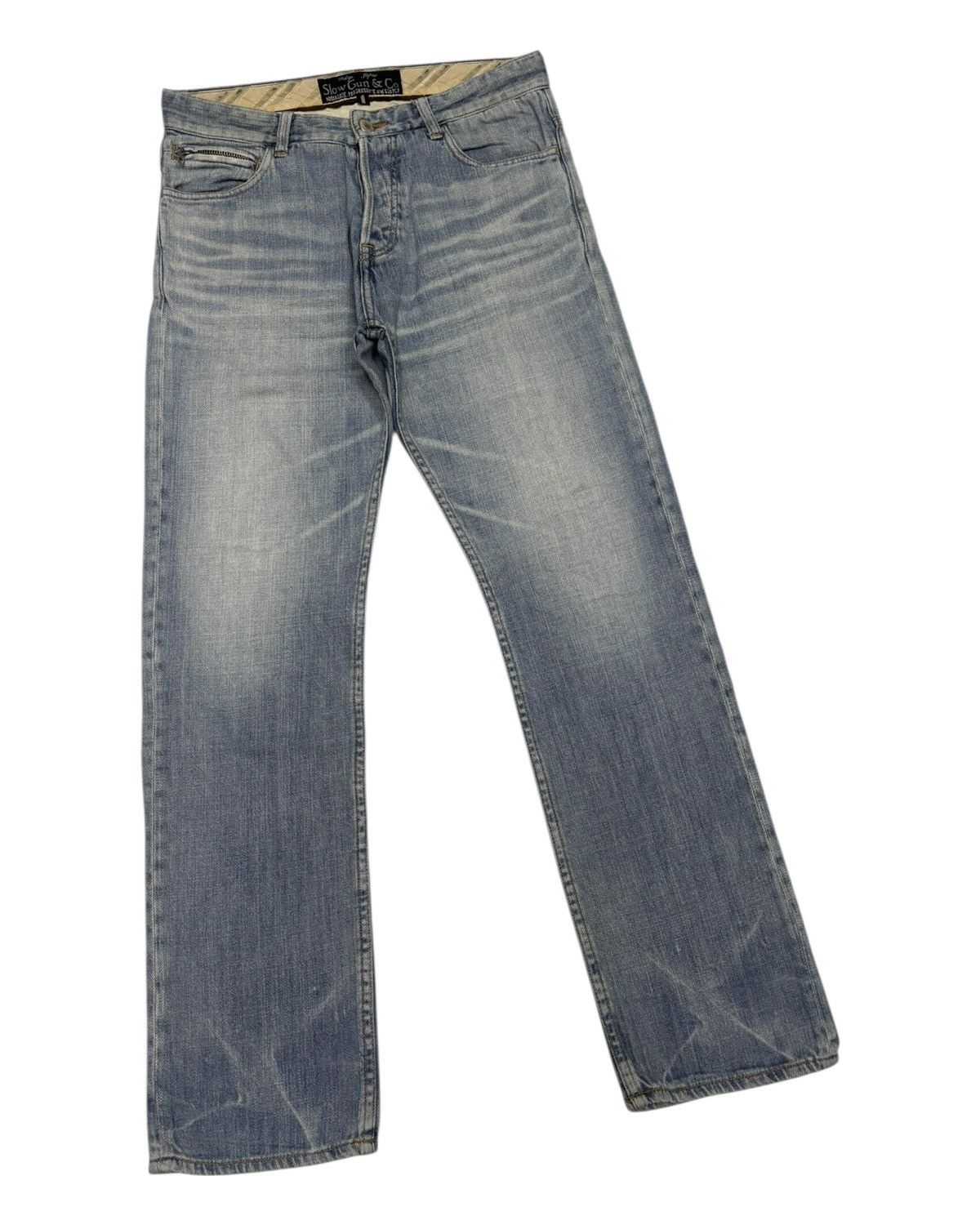 Junya Watanabe SLOWGUN JAPAN BLUE WASH FADED DISTRESSED DENIM JEANS SLIM Size US 30 / EU 46 - 3 Thumbnail