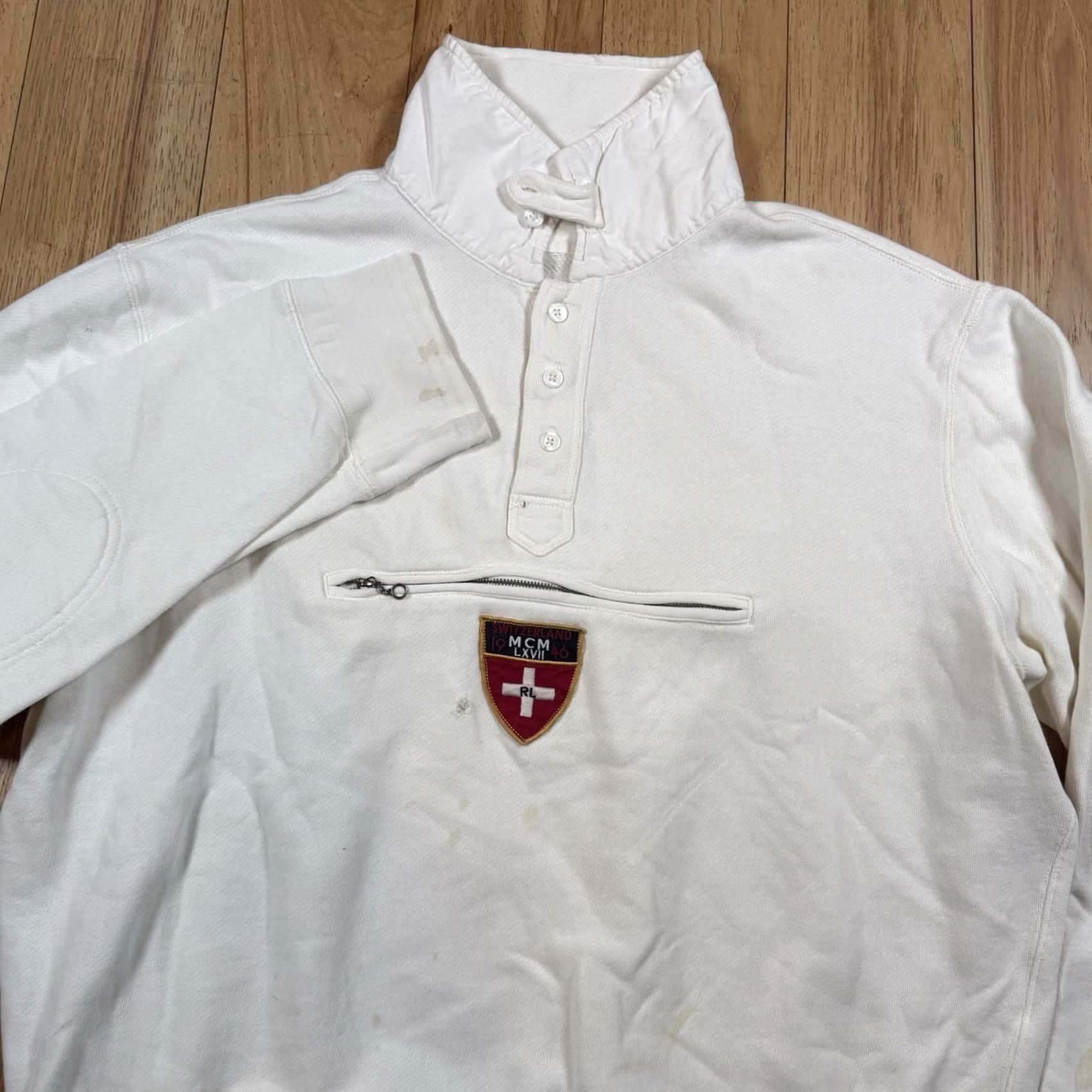 Polo Ralph Lauren VINTAGE Polo Ralph Lauren Sweatshirt Anorak Pullover Mens XXL White 2XL Switzerland Quarter Button Size US XXL / EU 58 / 5 - 3 Thumbnail