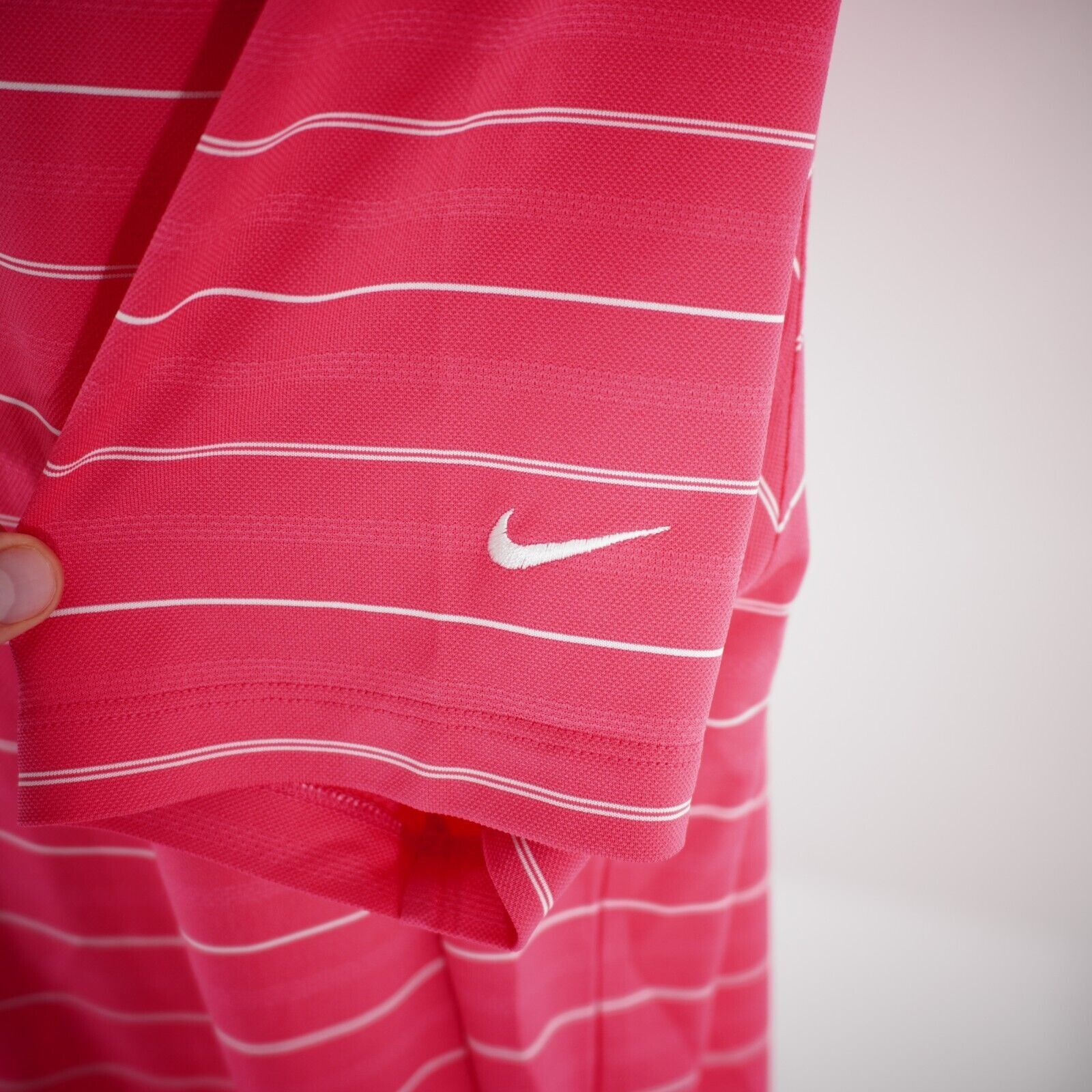 Nike Nike Golf Dri-Fit Pink Striped Polyester XL Short Sleeve Pol Size US XL / EU 56 / 4 - 2 Thumbnail