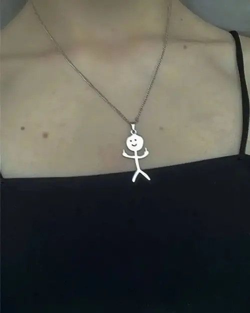 Other 60cm Middle Finger Stickman Chain Necklace Size ONE SIZE - 3 Thumbnail