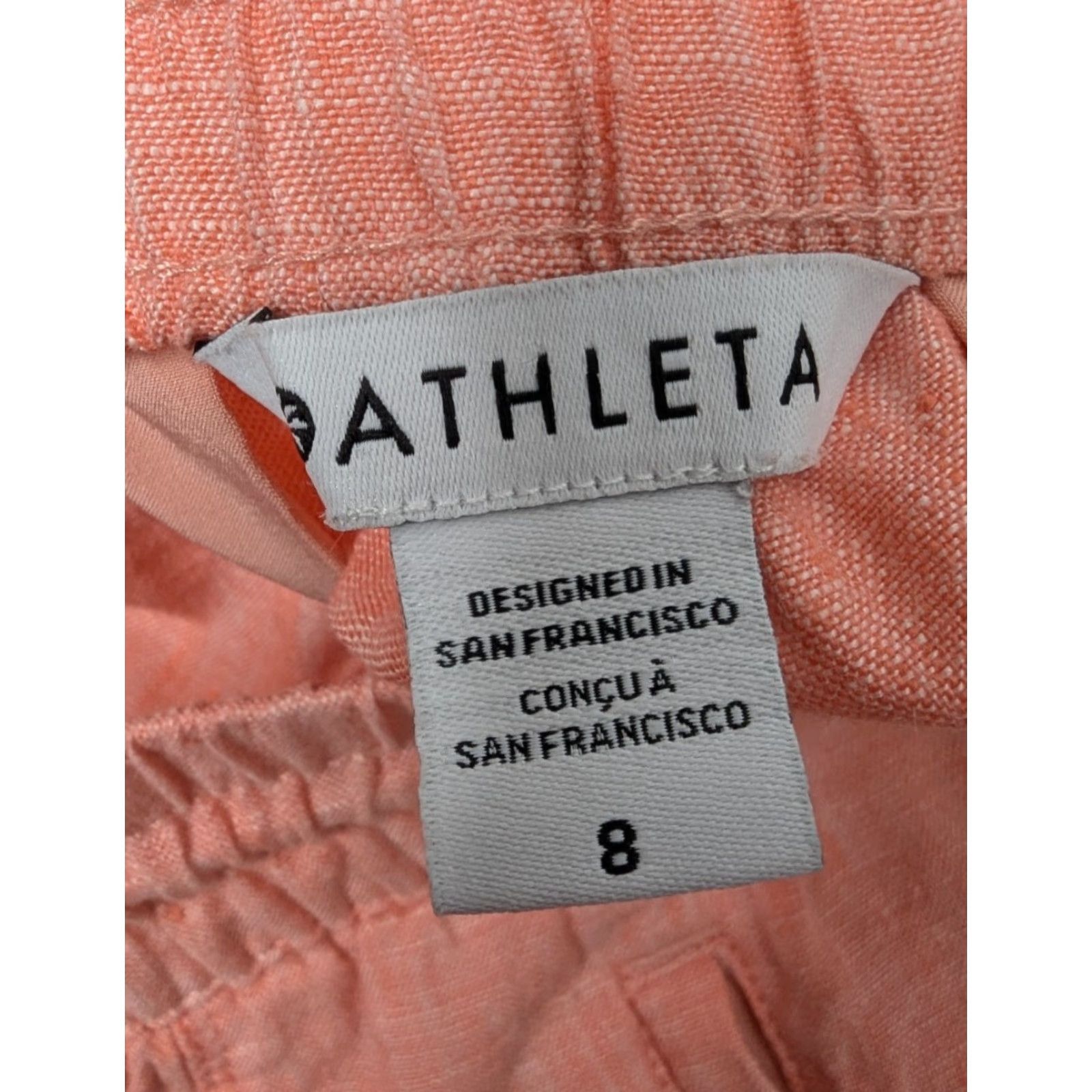 Athleta ATHLETA Retreat Linen Elastic Waist Shorts Women S/533545 Peachy Orange Paperbag Front Pocket Size 30" / US 8 / IT 44 - 7 Thumbnail