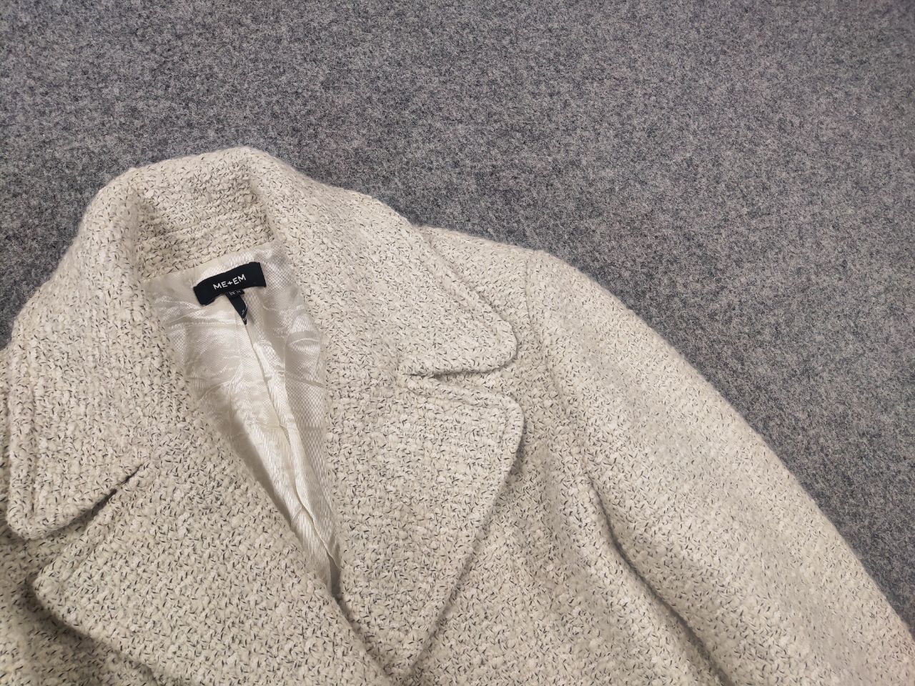 ME+EM Me+Em Meanden Tweed Crop Blazer Button Jacket Wool Blend Size XL / US 12-14 / IT 48-50 - 6 Thumbnail