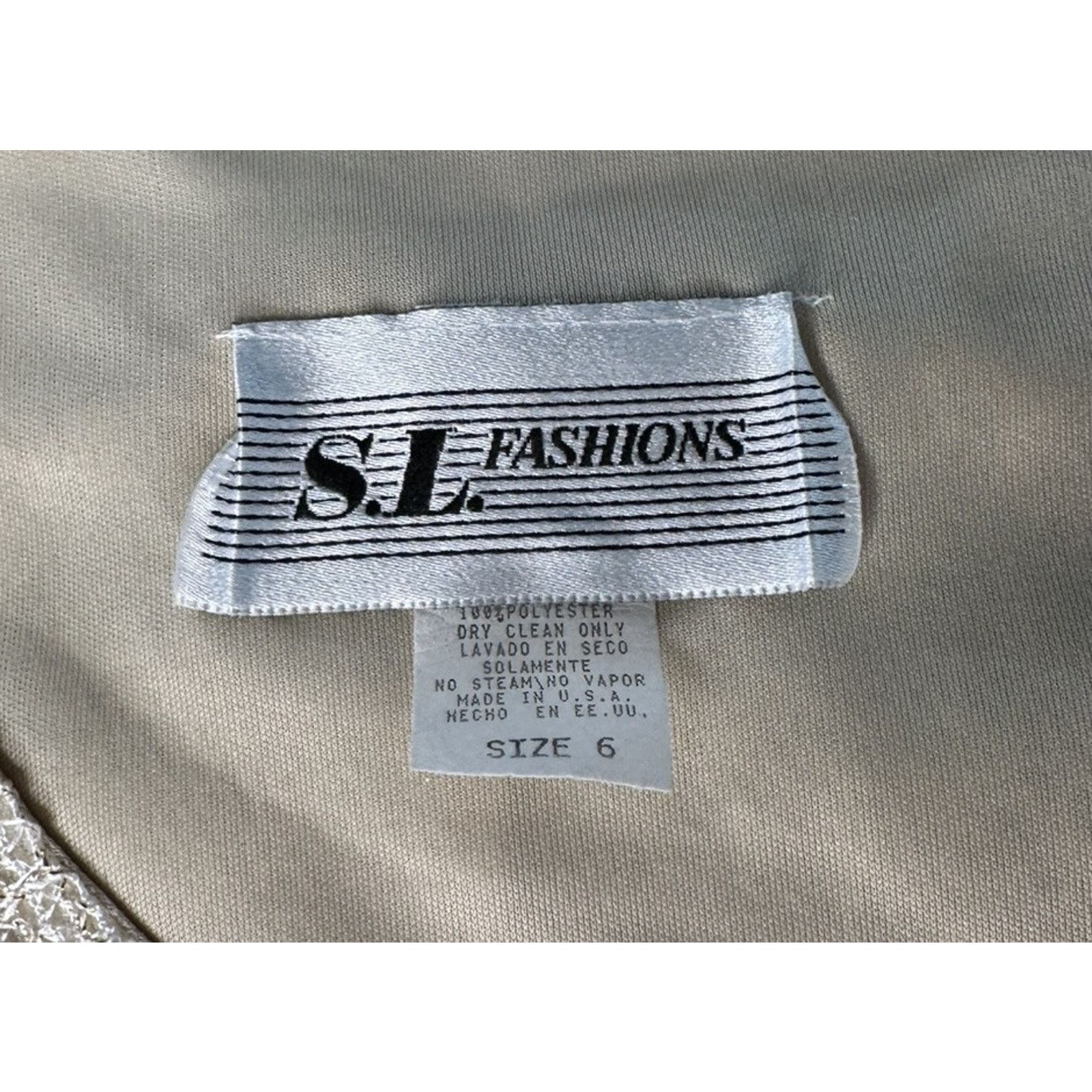 Other Vtg SL Fashions Cream Gold Sparkly Formal Dress w/ Fringe 6 Size M / US 6-8 / IT 42-44 - 9 Thumbnail