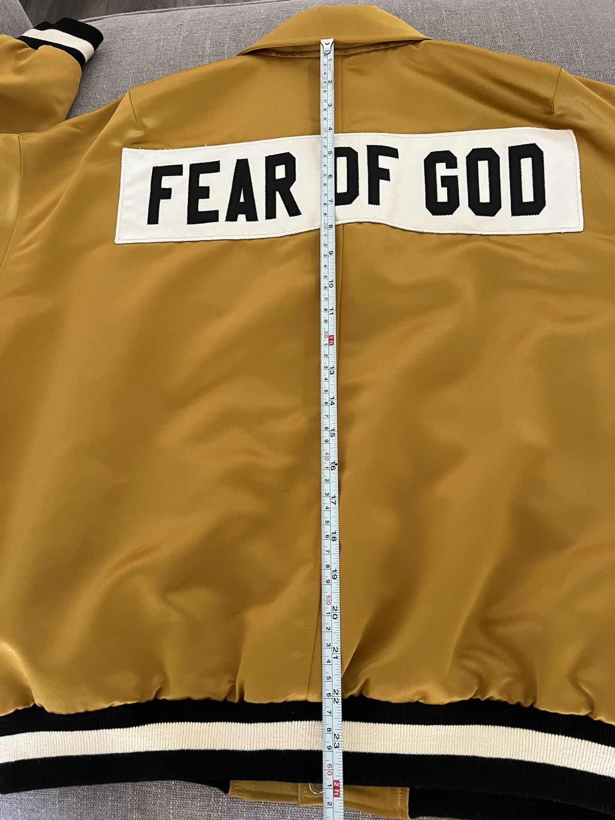 Fear of God Gold Satin Baseball Jacket Fifth Collection