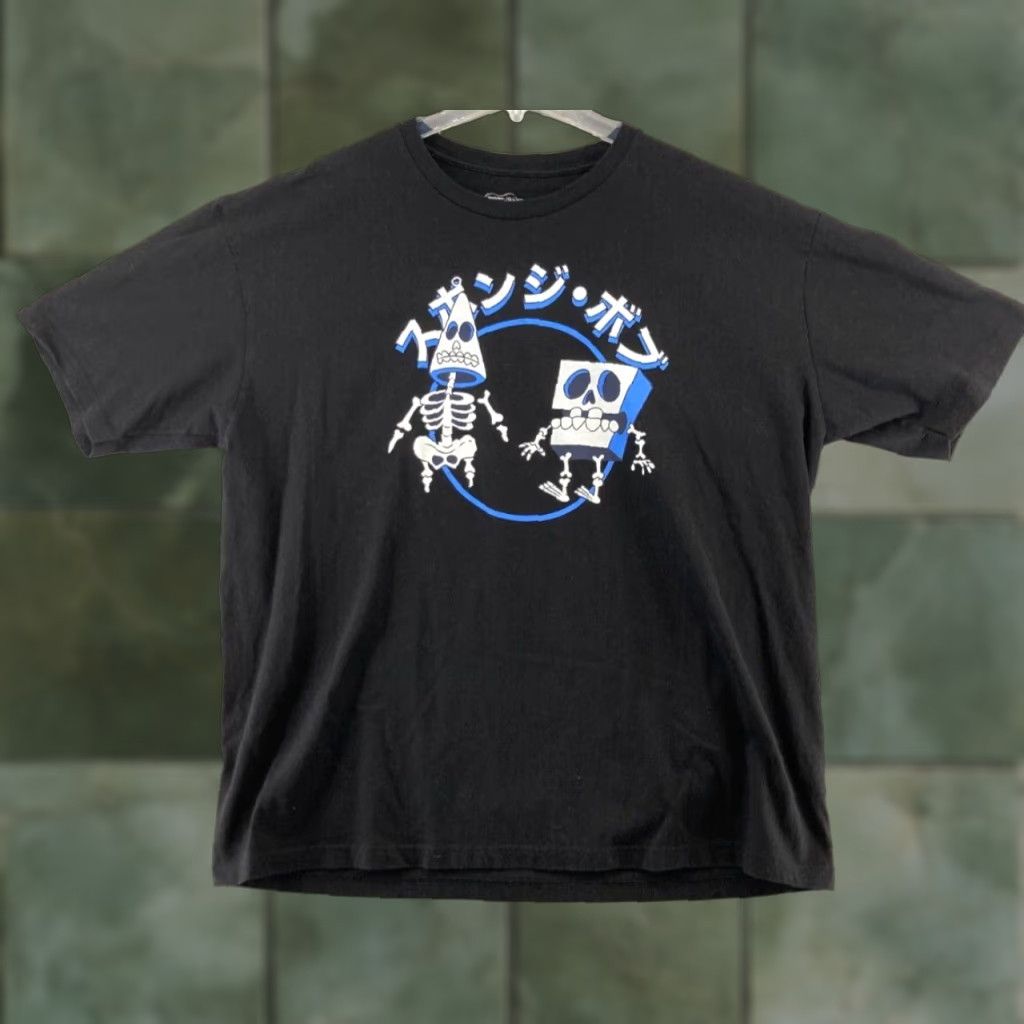 Vintage SpongeBob SquarePants Mens TShirt 2XL Black Skeleton Shirt Adults 2XL Cartoon Halloween Mens Size US XXL / EU 58 / 5 - 1 Thumbnail