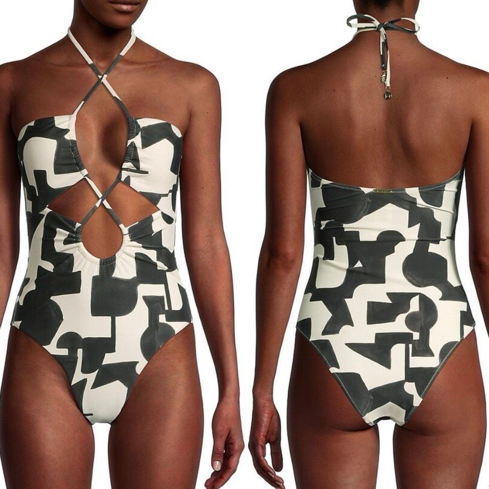 MILLY Milly Cabana Modern Geo Print Looped Cutout One-Piece Swimsuit Women’s Large Size XL / US 12-14 / IT 48-50 - 1 Thumbnail