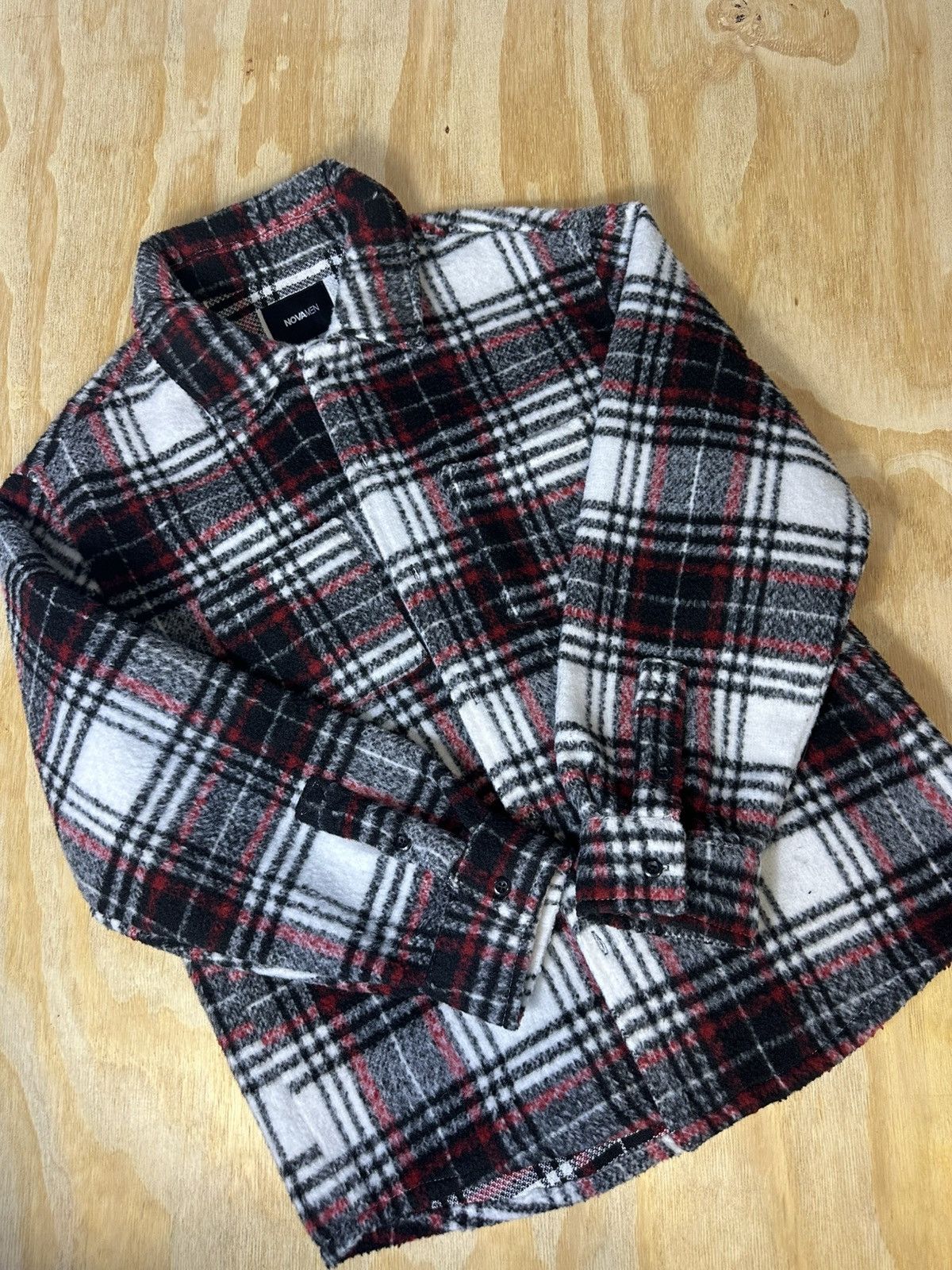 Designer × Vintage Noahven Fleece Plaid Jacket Red Black White Sherpa Style Size US M / EU 48-50 / 2 - 1 Thumbnail