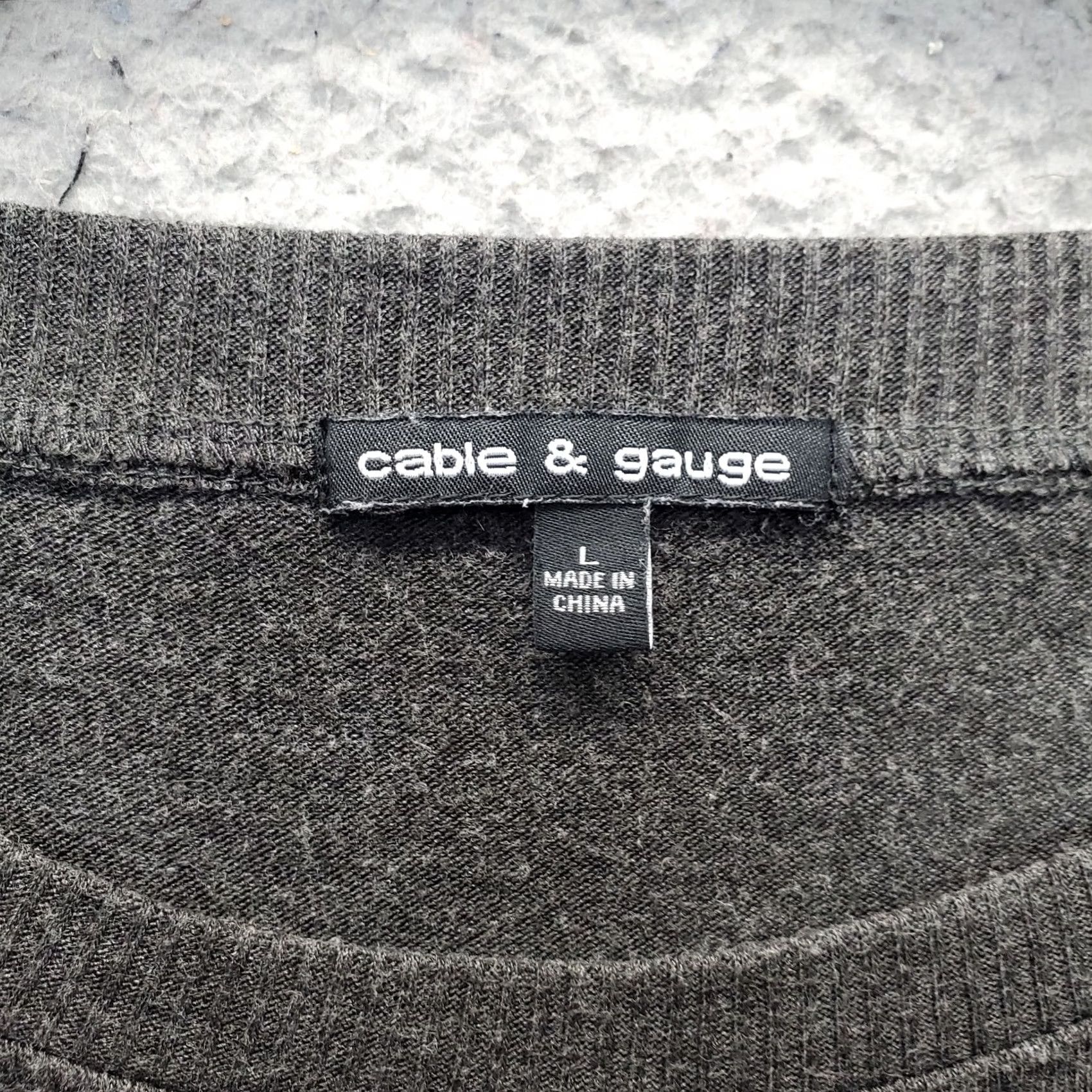 Vintage Cable & Gauge Sweater Women L Gray Long Sleeve Round Neck High Low Slit Pullover Size L / US 10 / IT 46 - 5 Thumbnail