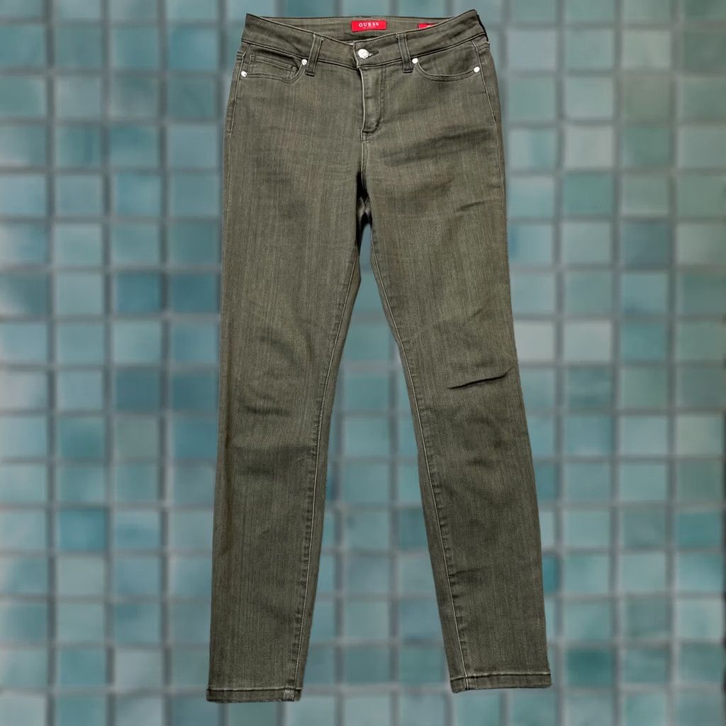 Guess GUESS Jeans Womens Skinny Denim Cotton 29 Green High Rise Tahiana Logo 5-Pocket City Womens Jeans Size 30" / US 8 / IT 44 - 1 Thumbnail