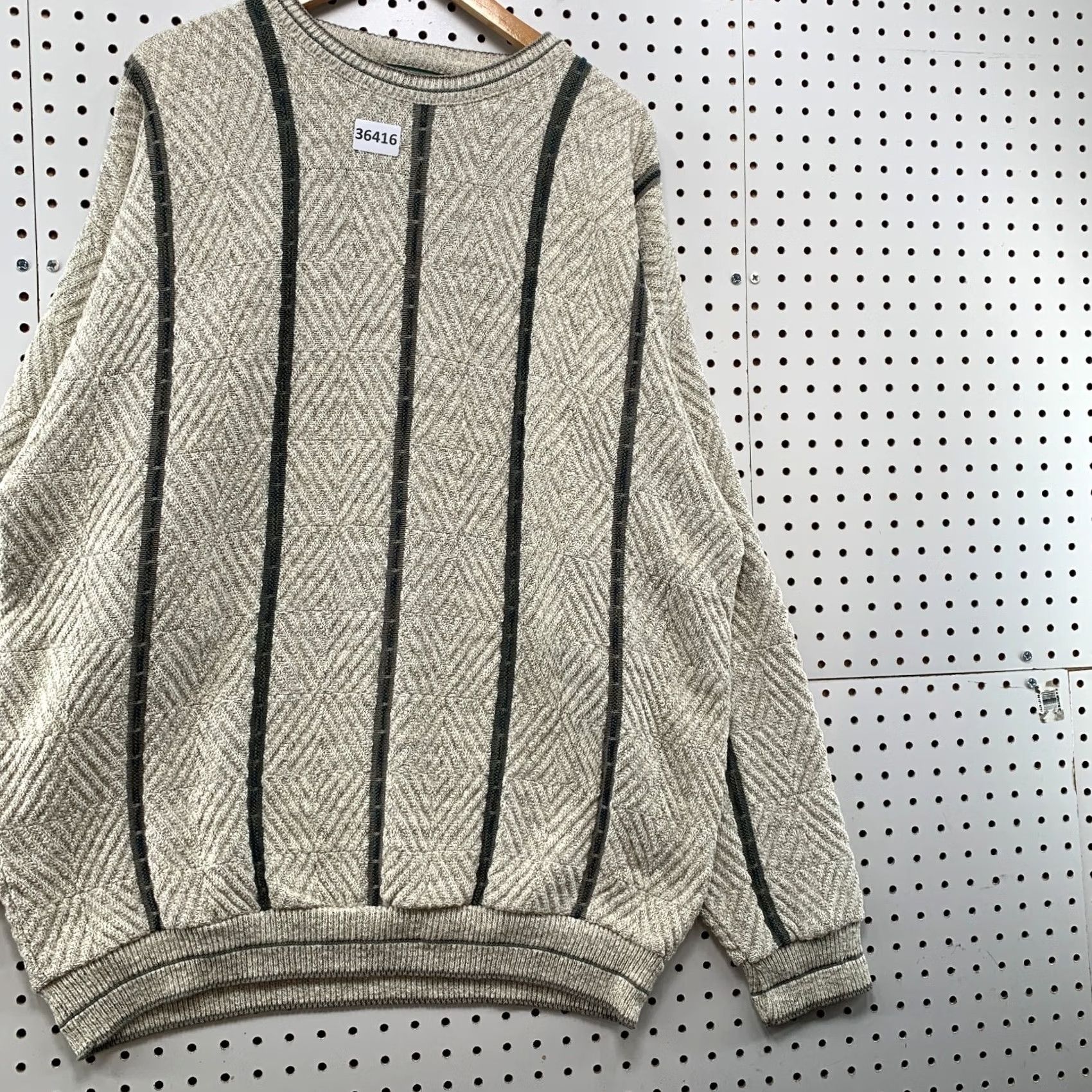 Croft & Barrow VINTAGE Croft & Barrow Sweater Mens XL Beige Striped Made USA Size US XL / EU 56 / 4 - 4 Thumbnail
