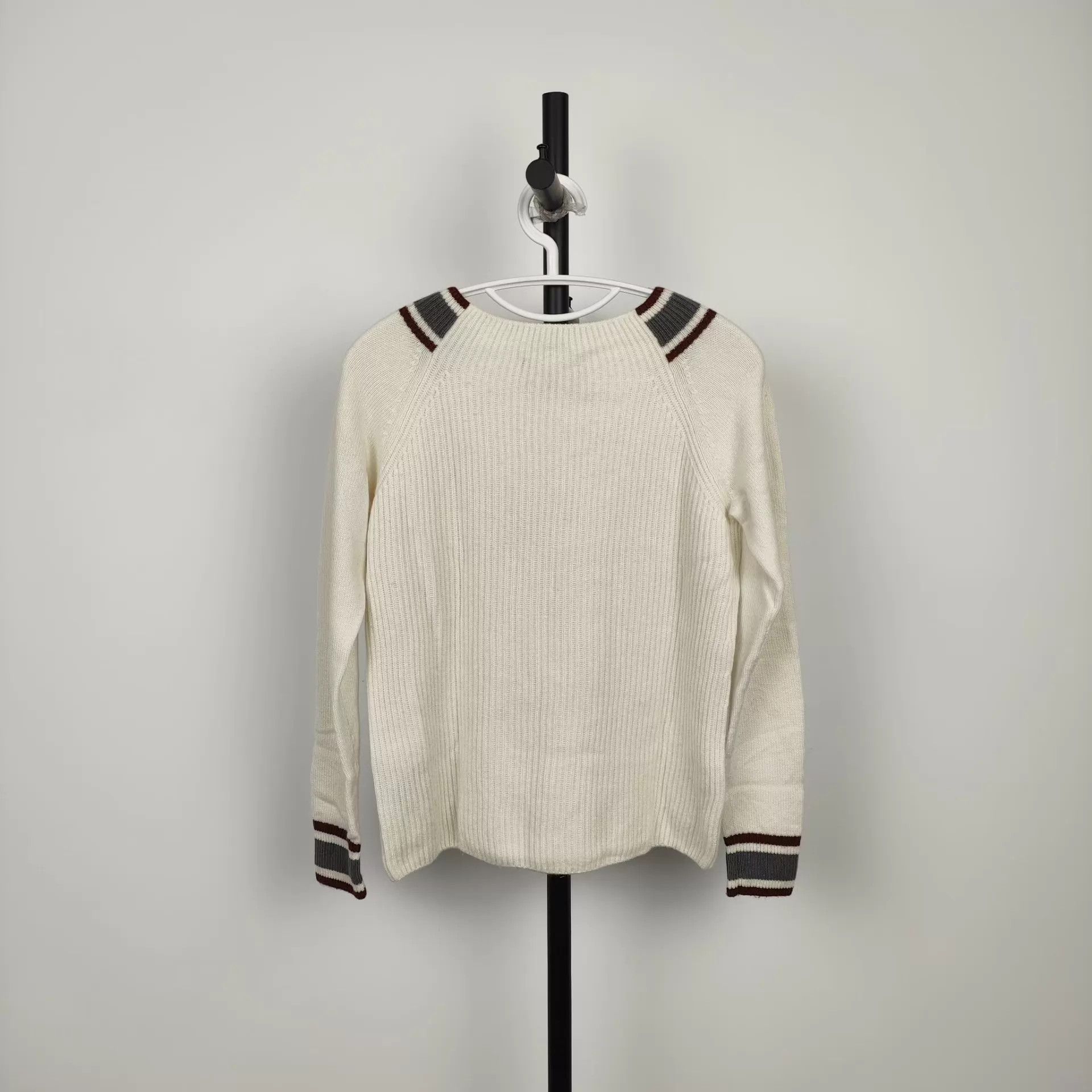 Loro Piana Loro Piana White Brown & Gray Collar Crewneck Sweater 40 Size S / US 4 / IT 40 - 2 Thumbnail