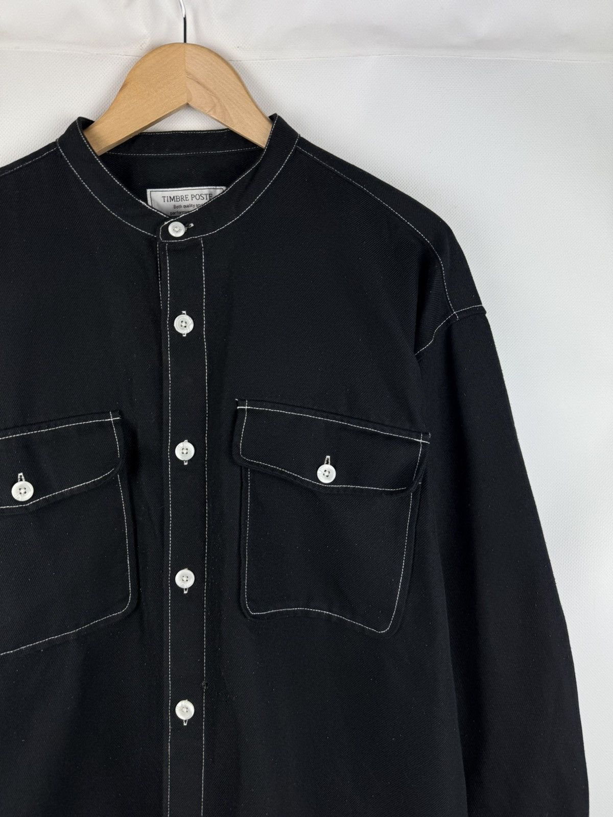 Other Timbre Poste Long Sleeve Japanese Collarless Button Up Shirt Size US L / EU 52-54 / 3 - 3 Thumbnail