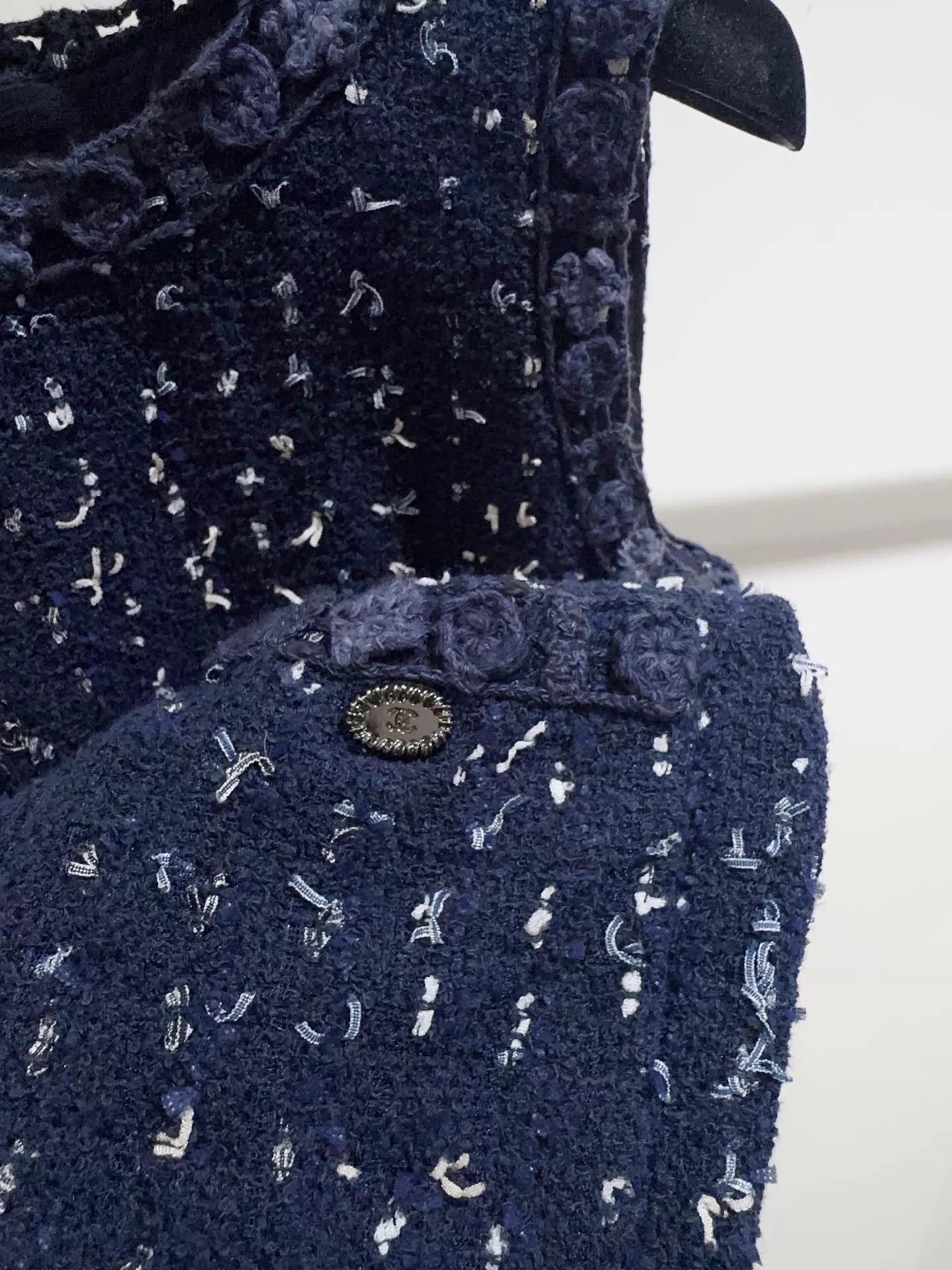 Chanel Chanel Tweed Dress Navy Blue 38 98 New Size S / US 4 / IT 40 - 3 Thumbnail