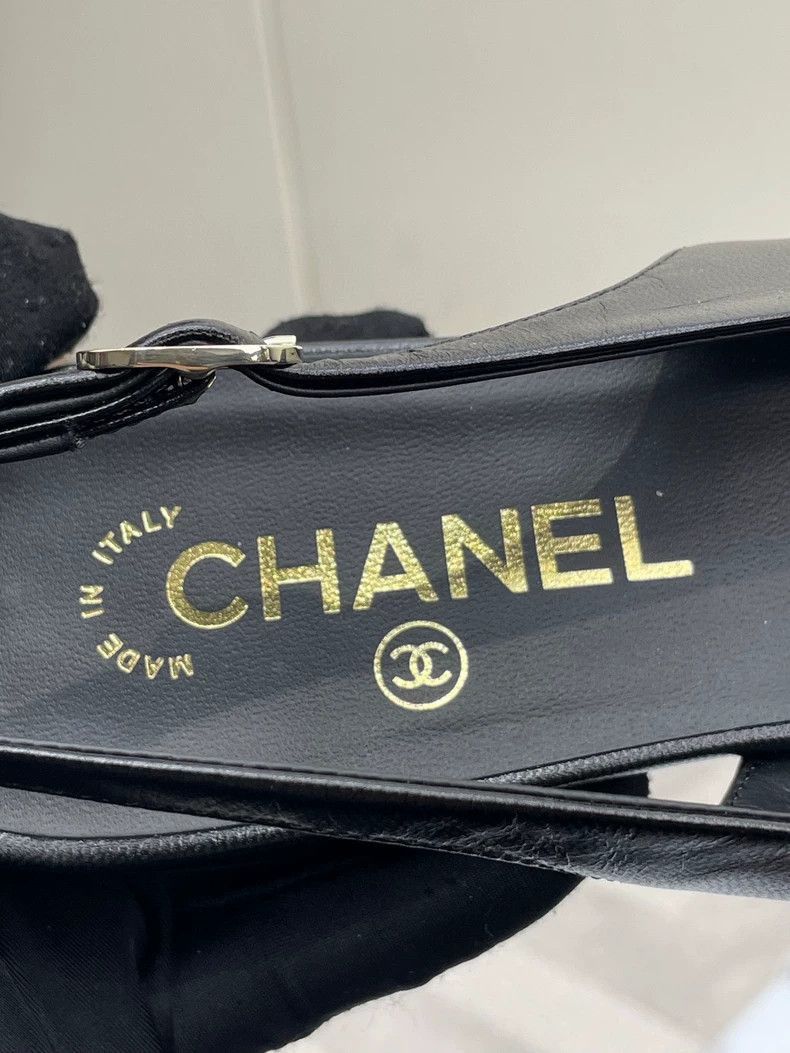 Chanel Chanel Black Leather Pointed Flats -2505 Size US 8 / EU 41 - 3 Thumbnail