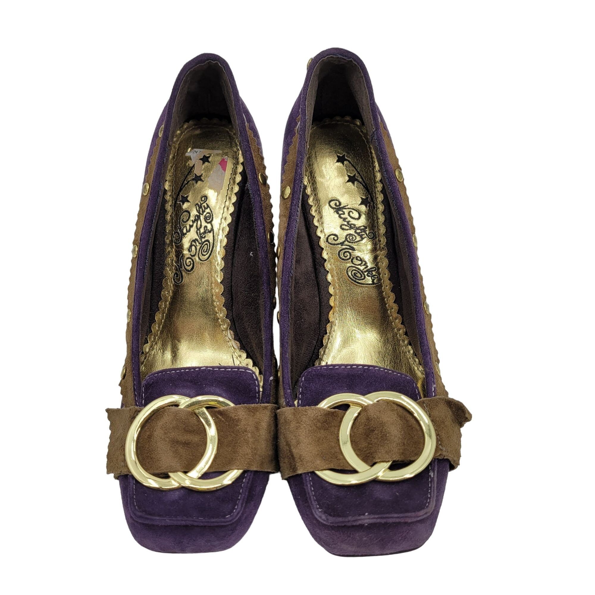 Other Naughty Monkey Heels Pumps Leather Purple Pirate Witchcore G Size US 8.5 / IT 38.5 - 2 Thumbnail