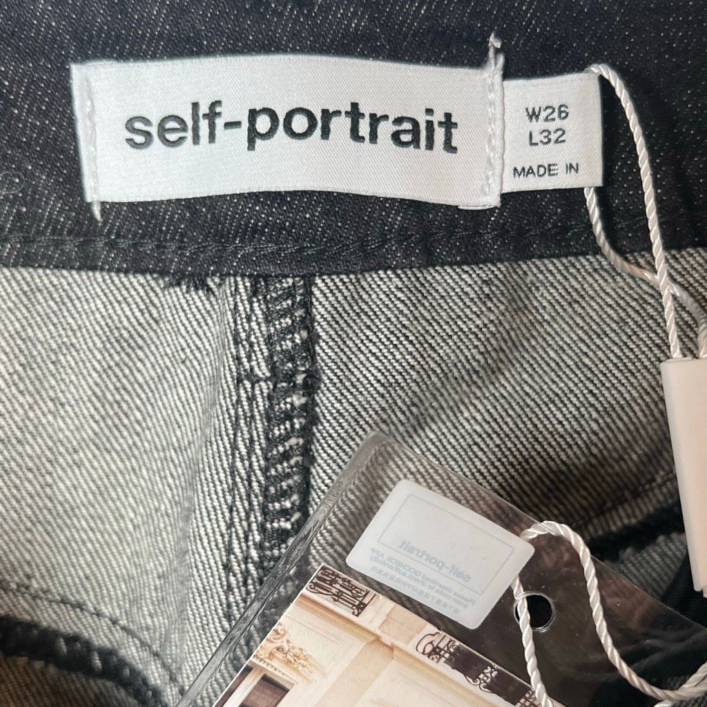 Self-Portrait Self-Portrait Black Rhinestone Embellished Straight Denim Jeans Size 26 Size 26" / US 2 / IT 38 - 11 Thumbnail