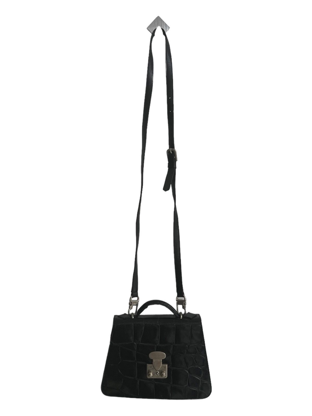 Genuine Leather × Versace 1980s Gianni Versace Croc Embossed Mayfair Top Handle Bag Size ONE SIZE - 4 Thumbnail