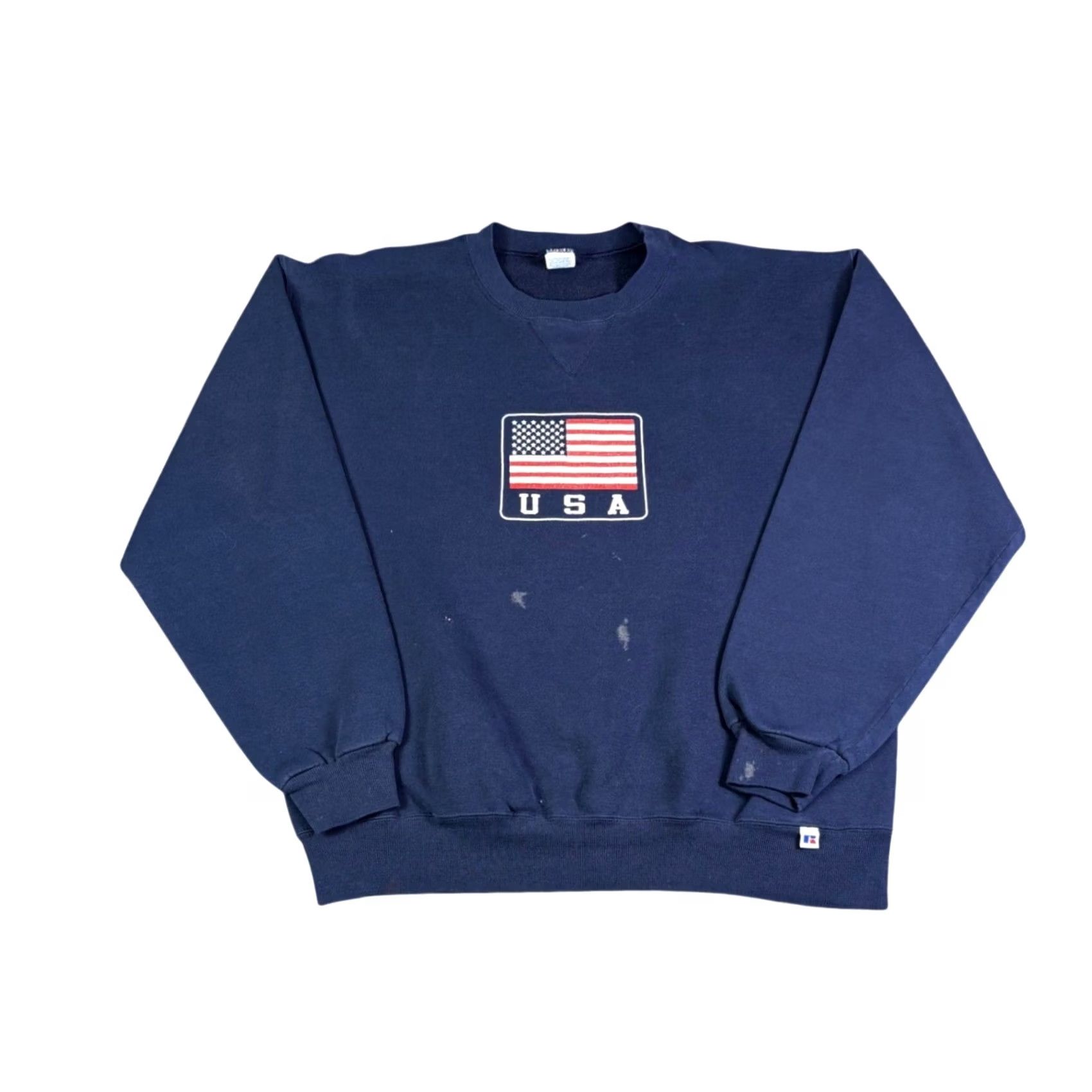 Russell Athletic VINTAGE Russell Athletic USA Flag Sweatshirt Navy Blue Crewneck Mens Large L Size US L / EU 52-54 / 3 - 2 Thumbnail