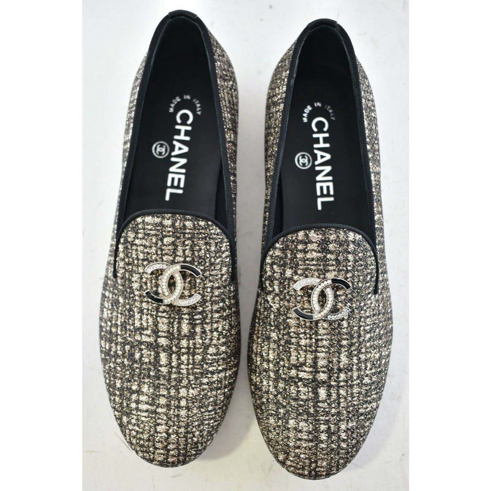 Chanel 19P Glitter CC Logo Mule Moccasin Ballet Loafer Flat 36.5 Size US 6.5 / IT 36.5 - 2 Thumbnail