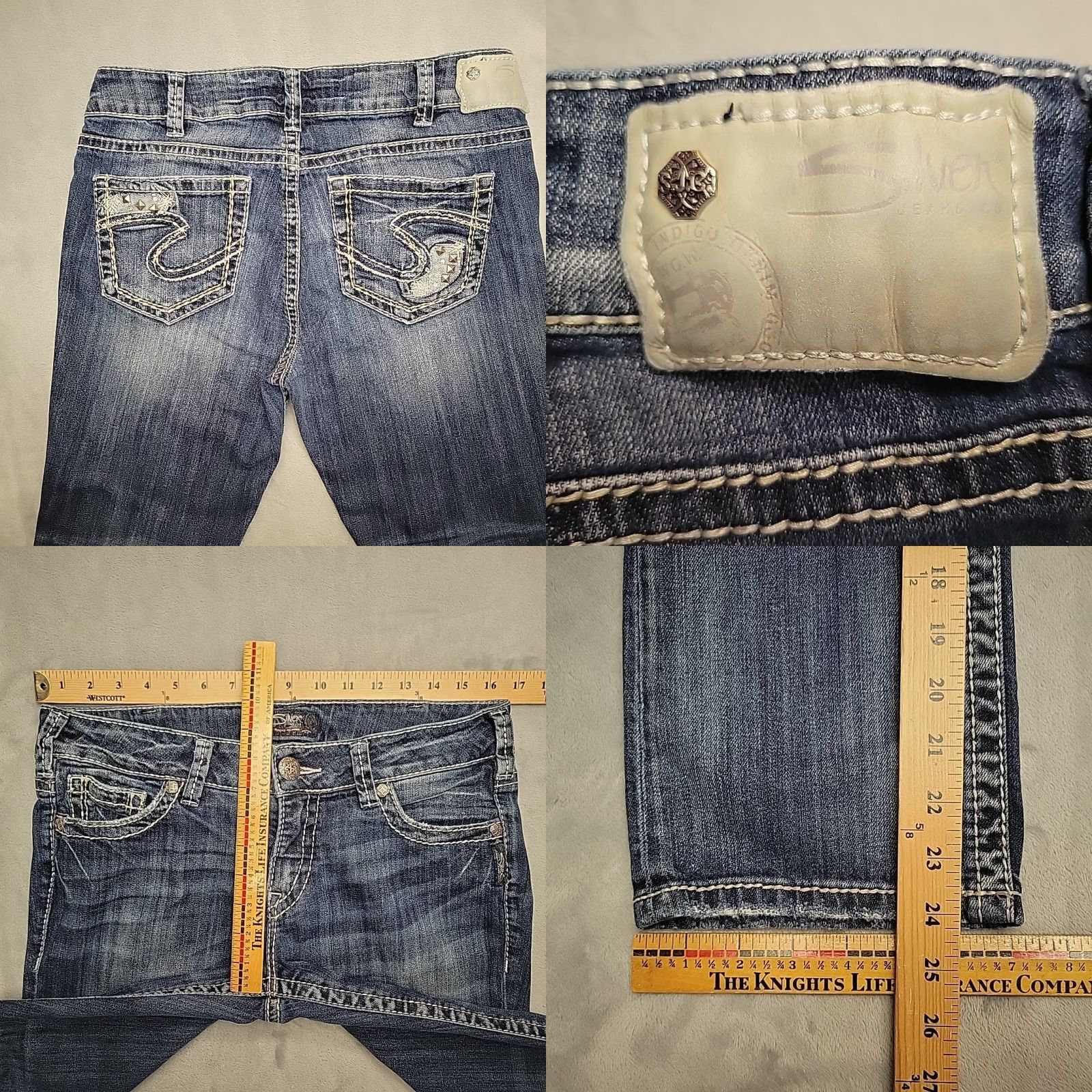 Silver Jeans Co. VINTAGE Silver Jeans Womens 31 Suki Mid Capri Stretch Blend Comfort Thick Stitch Western Shirt Size 24" / US 00 / IT 34 - 8 Thumbnail