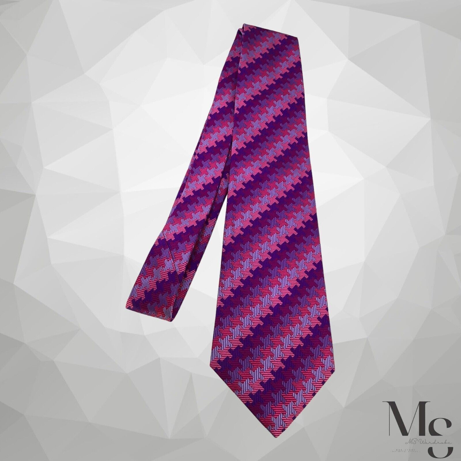 Turnbull & Asser TURNBULL & ASSER Purple Puppytooth Silk Tie Made In England Size ONE SIZE - 4 Thumbnail