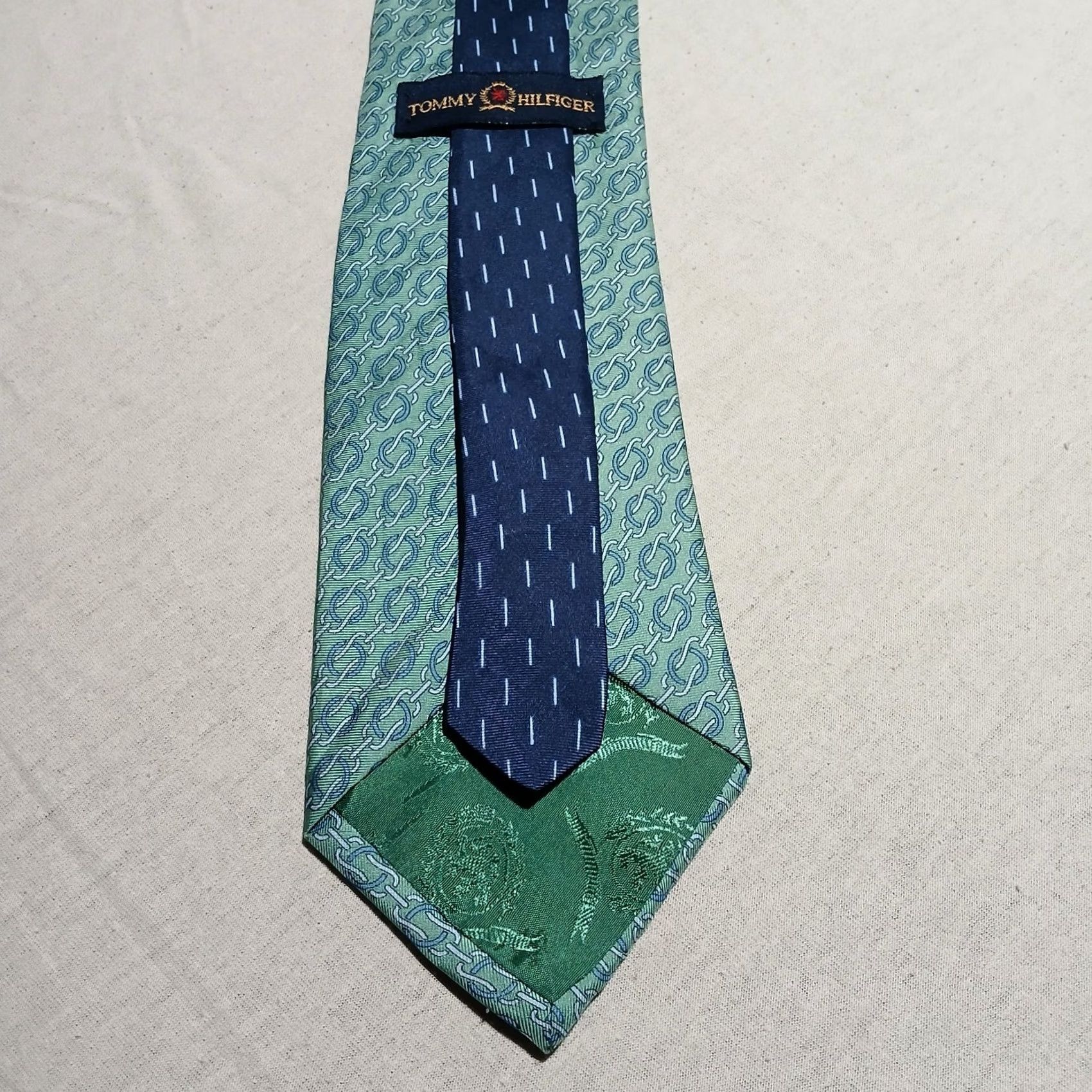 Tommy Hilfiger Tommy Hilfiger Necktie Blue Teal Geometric 100% Silk 58" x 3.75" Mens Tie Pattern Logo Vintage: No.png Size ONE SIZE - 2 Thumbnail
