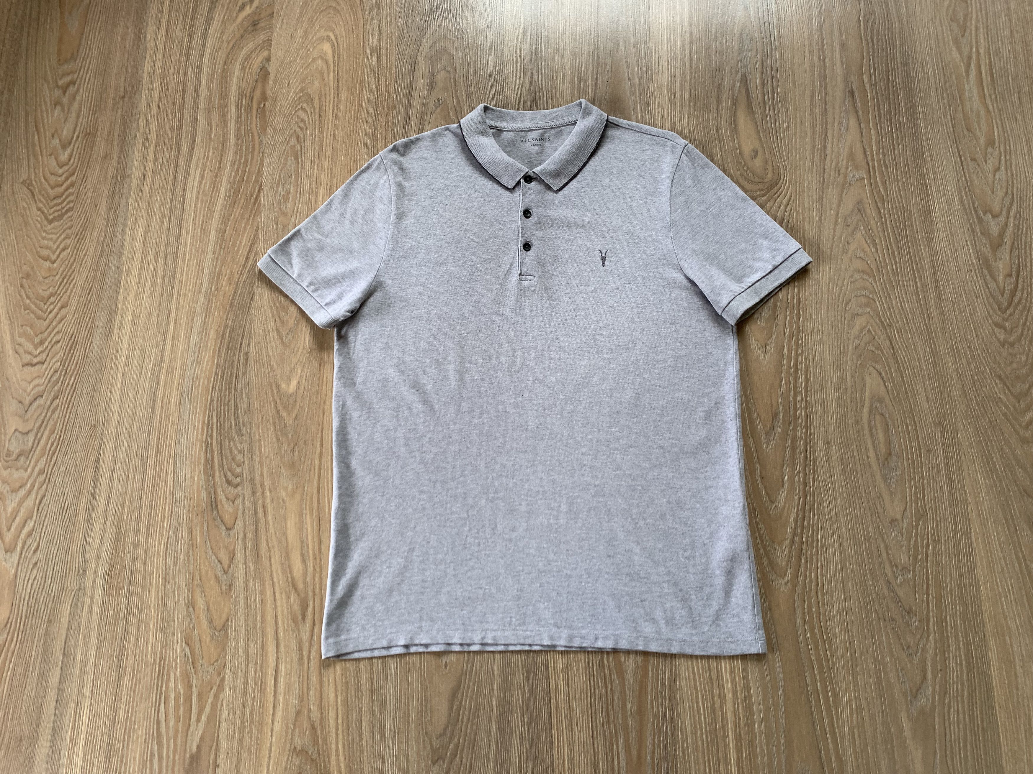 Allsaints × Designer Allsaints Cotton Grey PoloT Shirt Size US XL / EU 56 / 4 - 9 Thumbnail