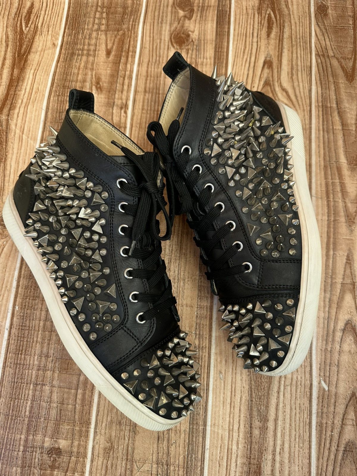 Christian Louboutin Christian Louboutin Louis Spikes Black Hightop Sneaks Size US 7.5 / EU 40-41 - 15 Thumbnail