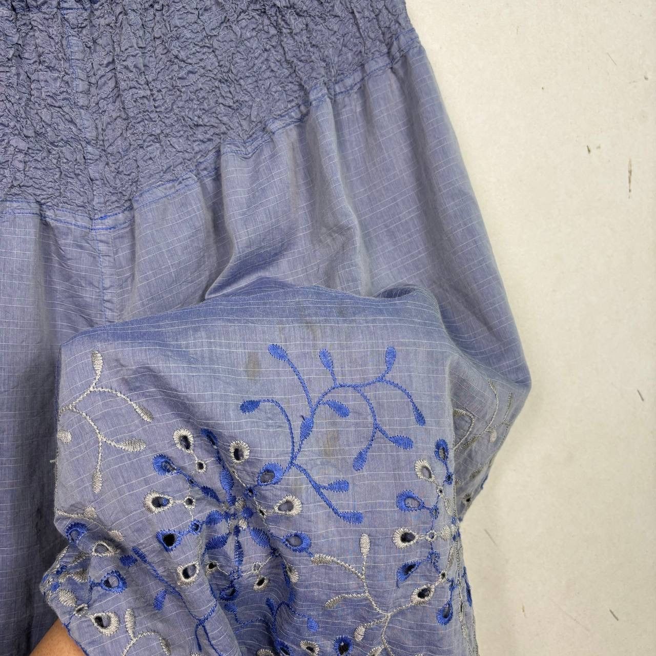 Issey Miyake Me Issey Miyake Purple Eyelet Embroidery Smocked Shorts OS Size 29" - 6 Thumbnail