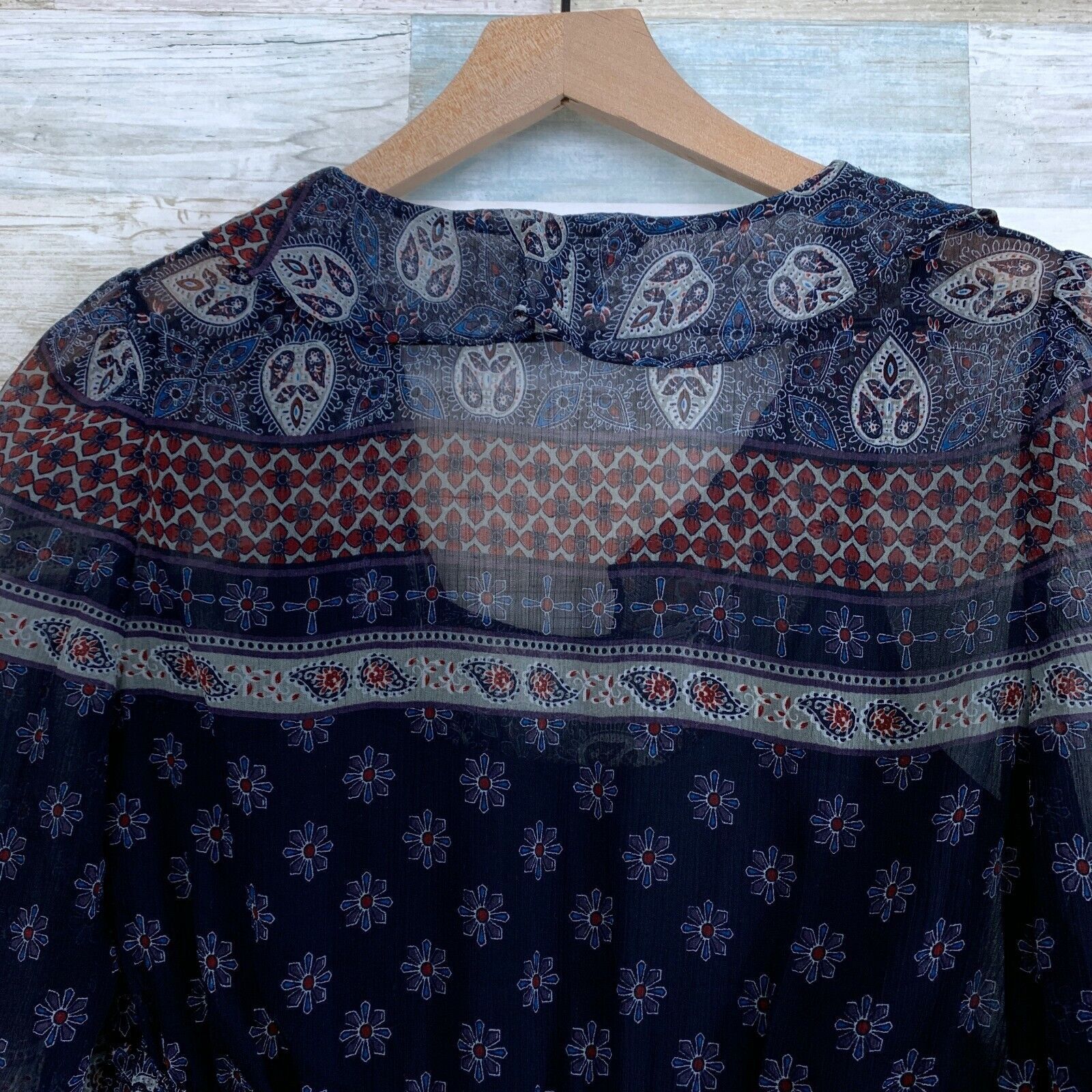 Banana Republic Banana Republic Sheer Peasant Dress Blue Paisley Ruffle 2 Size XS / US 0-2 / IT 36-38 - 6 Thumbnail