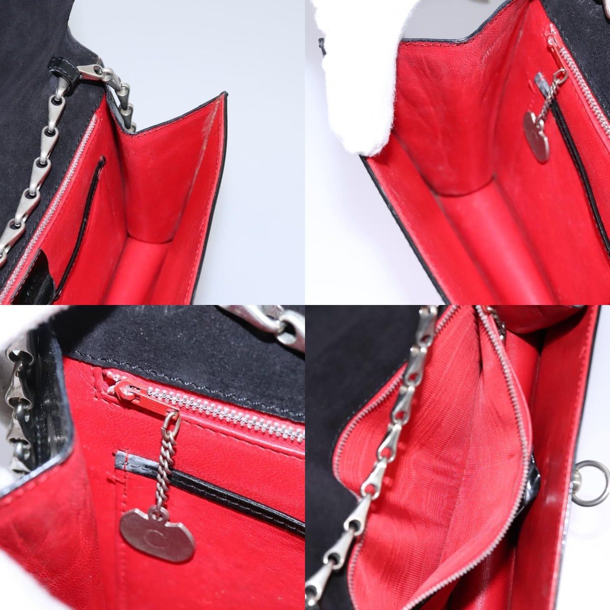 Celine CELINE Chain Shoulder Bag Enamel Black Silver Size ONE SIZE - 13 Thumbnail