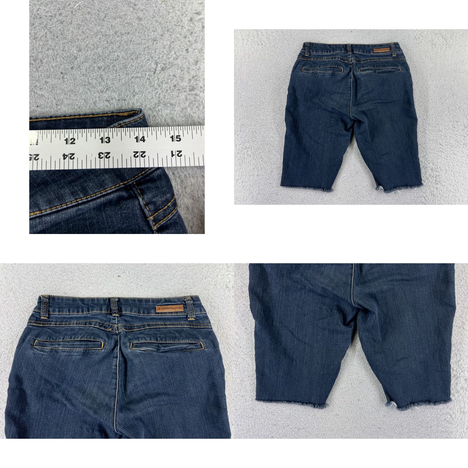 Vintage Democracy Shorts Womens 6 Blue Denim Cutoff Cotton Blend Raw Hem Low Rise 27x11 Size 28" / US 6 / IT 42 - 9 Thumbnail
