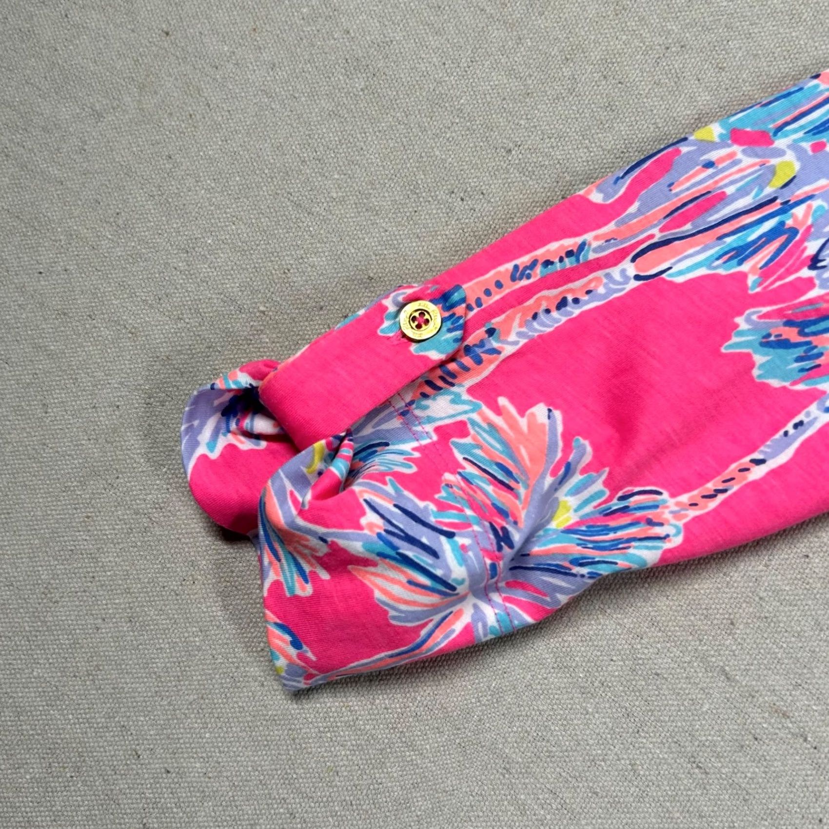 Lilly Pulitzer VINTAGE Lilly Pulitzer Dress Womens M A-Line Mini Tropical Palm Trees Boat Neck Pima Size M / US 6-8 / IT 42-44 - 6 Thumbnail