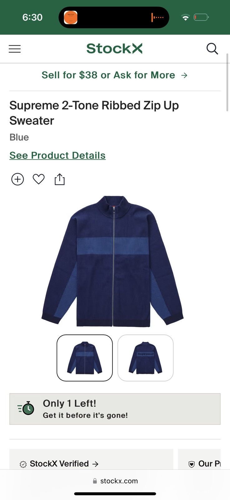 トップス Supreme Ribbed Zip Sweater Up XL 2-Tone