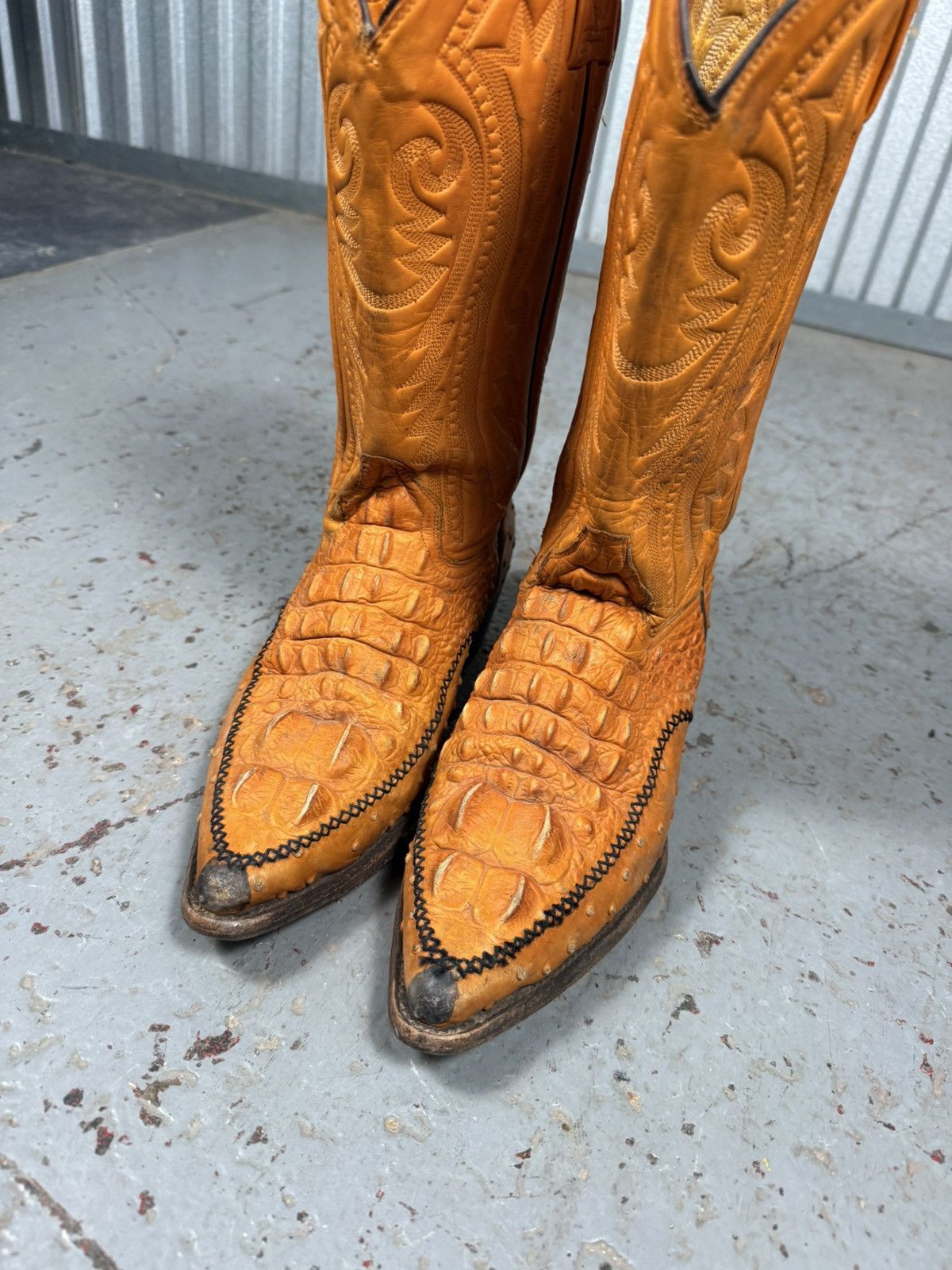 Other 80s Vintage Rudel Made In Usa Crocodile Vamp Cowboy Boots Size US 10.5 / EU 43-44 - 8 Thumbnail
