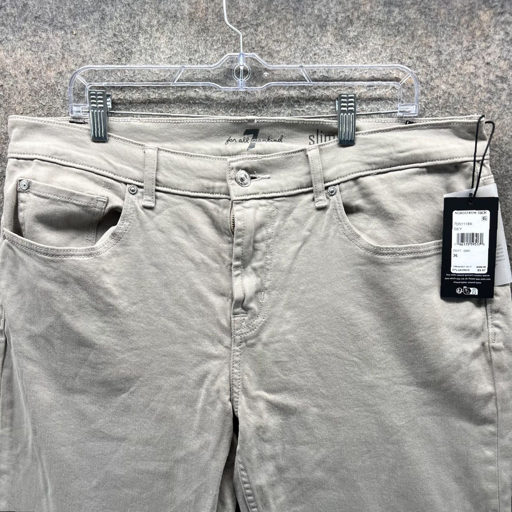 7 For All Mankind 7 For All Mankind Slimmy Jeans Mens 36 Gray Straight Denim Jeans Casual Pants 5-Pocket Logo Zip Fly Size US 36 / EU 52 - 6 Thumbnail