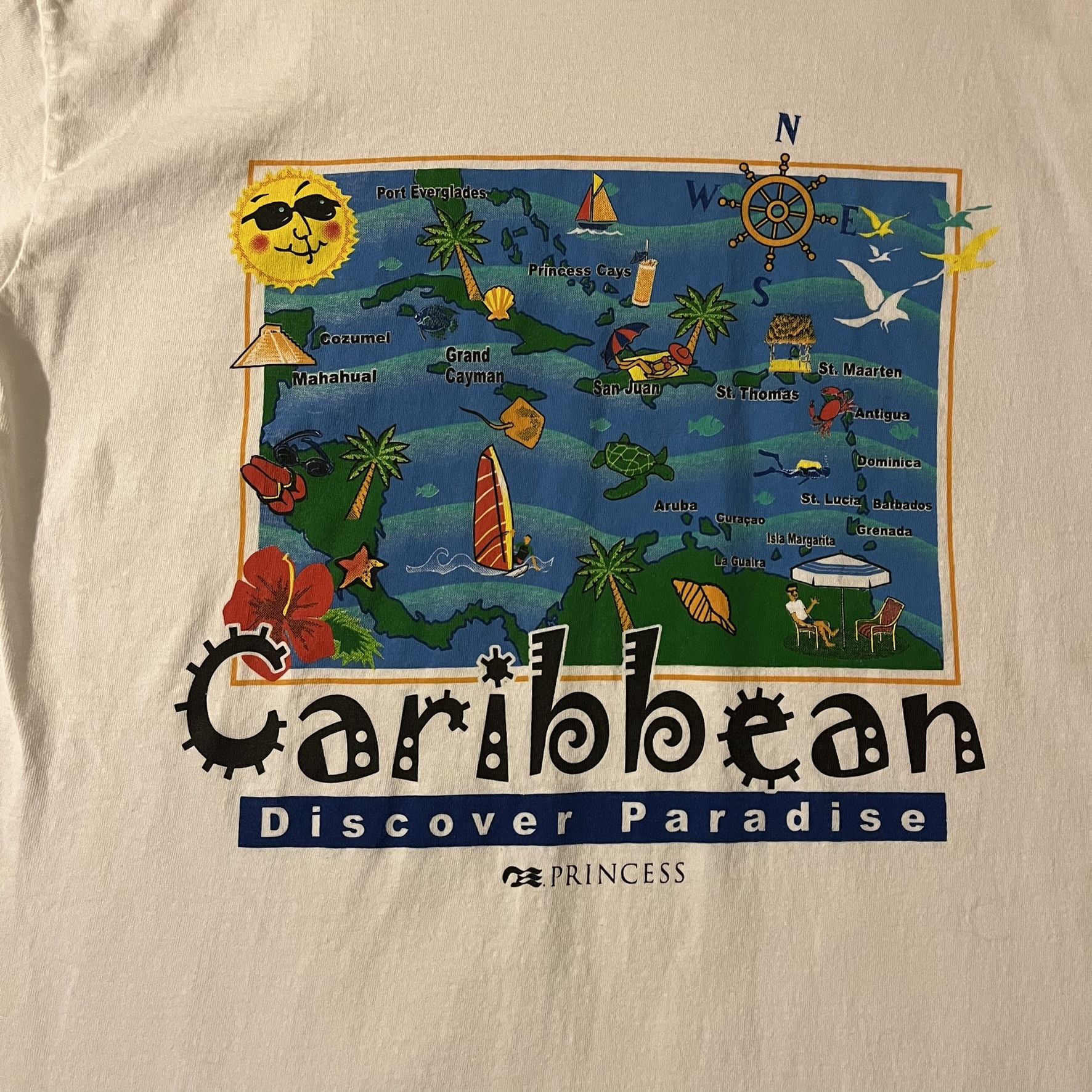 Vintage VTG 00s Princess Where I Belong Caribbean Tee Size US L / EU 52-54 / 3 - 3 Thumbnail