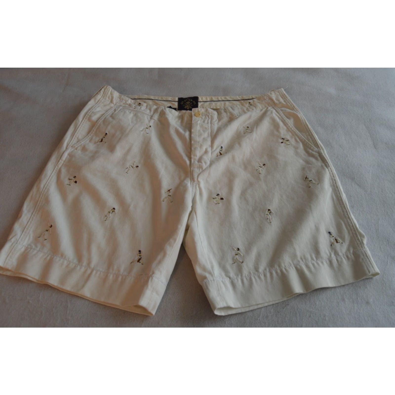 Polo Ralph Lauren VINTAGE Polo Ralph Lauren Mens Chino Shorts Embroidered Sports Players 40 White Cotton Spandex Canvas Flat Front Classic Fit Casual Travel Size US L / EU 52-54 / 3 - 2 Thumbnail