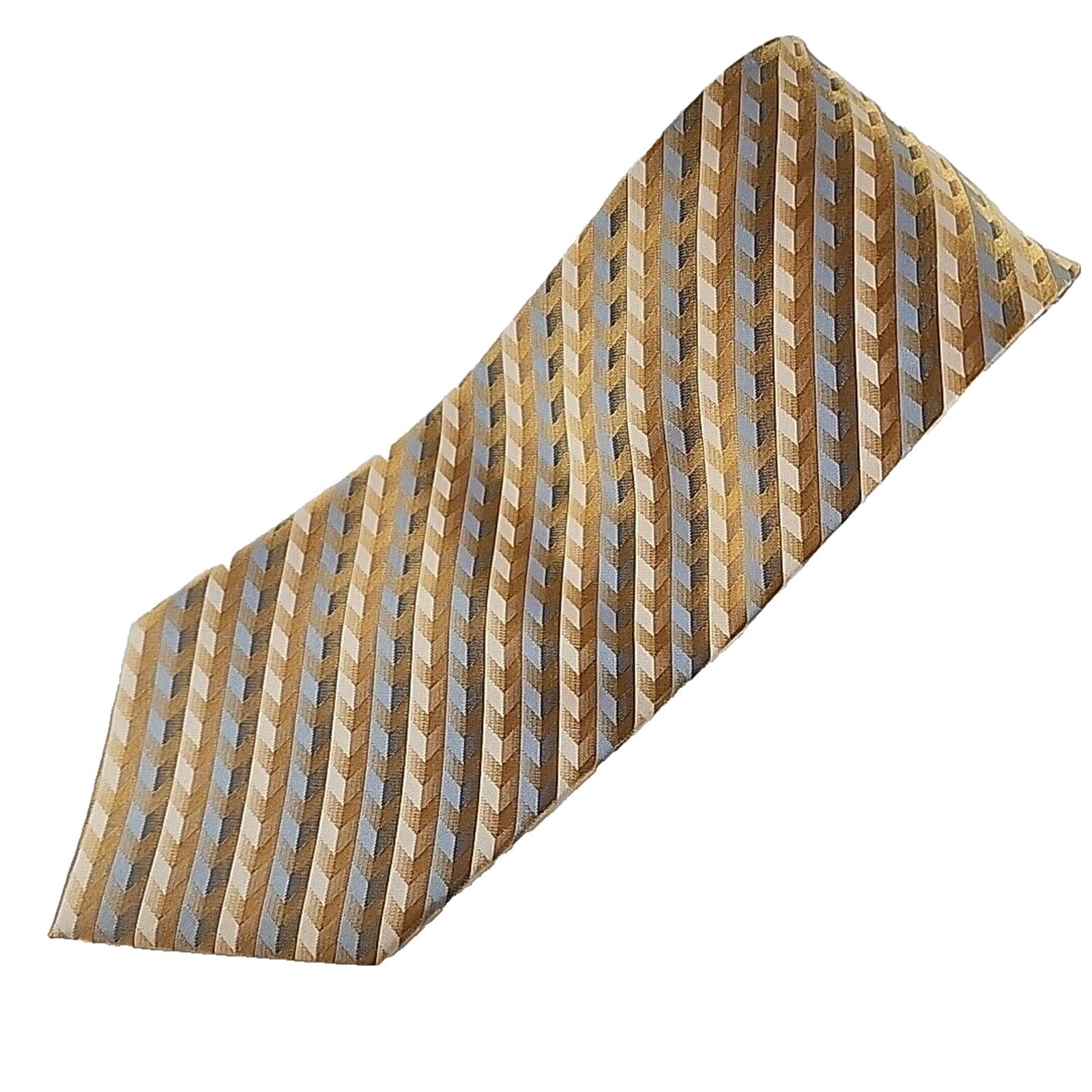 Stanley Blacker Stanley Blacker Gold and Blue Striped Silk Necktie Like New Size ONE SIZE - 1 Thumbnail