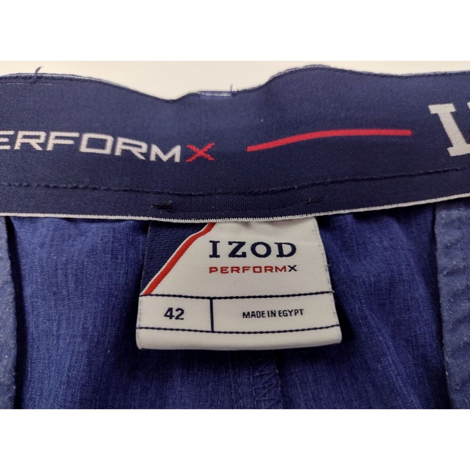 Izod IZOD Men's Performx Golf Shorts Blue Size 42 Regular Flat Front KnIT 42 in Waist Breathable Pockets Logo Zipper Button Chino Modern Casual Workwear Size US 42 / EU 58 - 2 Thumbnail