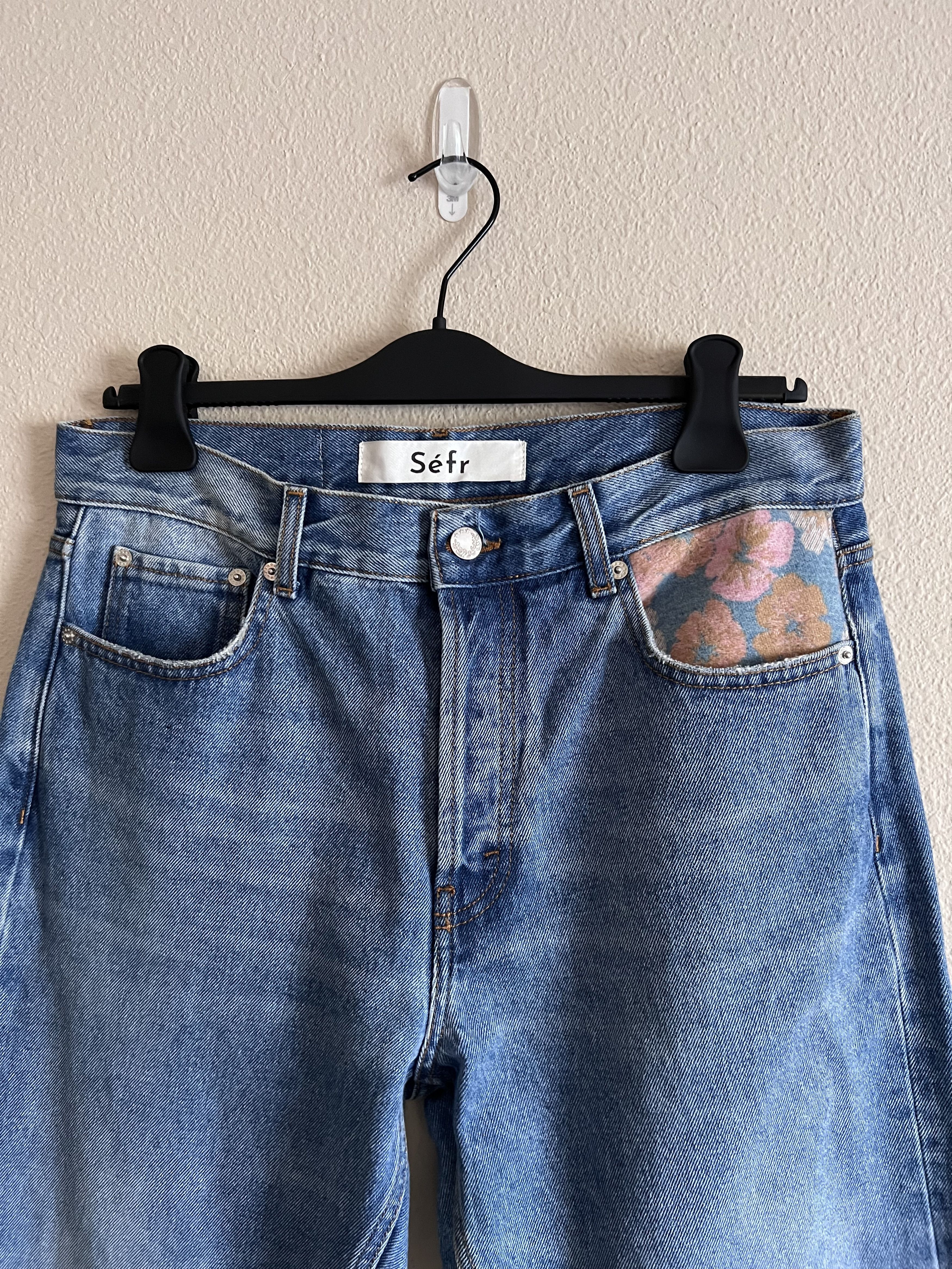 Sefr Sefr Straight Cut Flower Denim Jeans Size US 32 / EU 48 - 2 Thumbnail