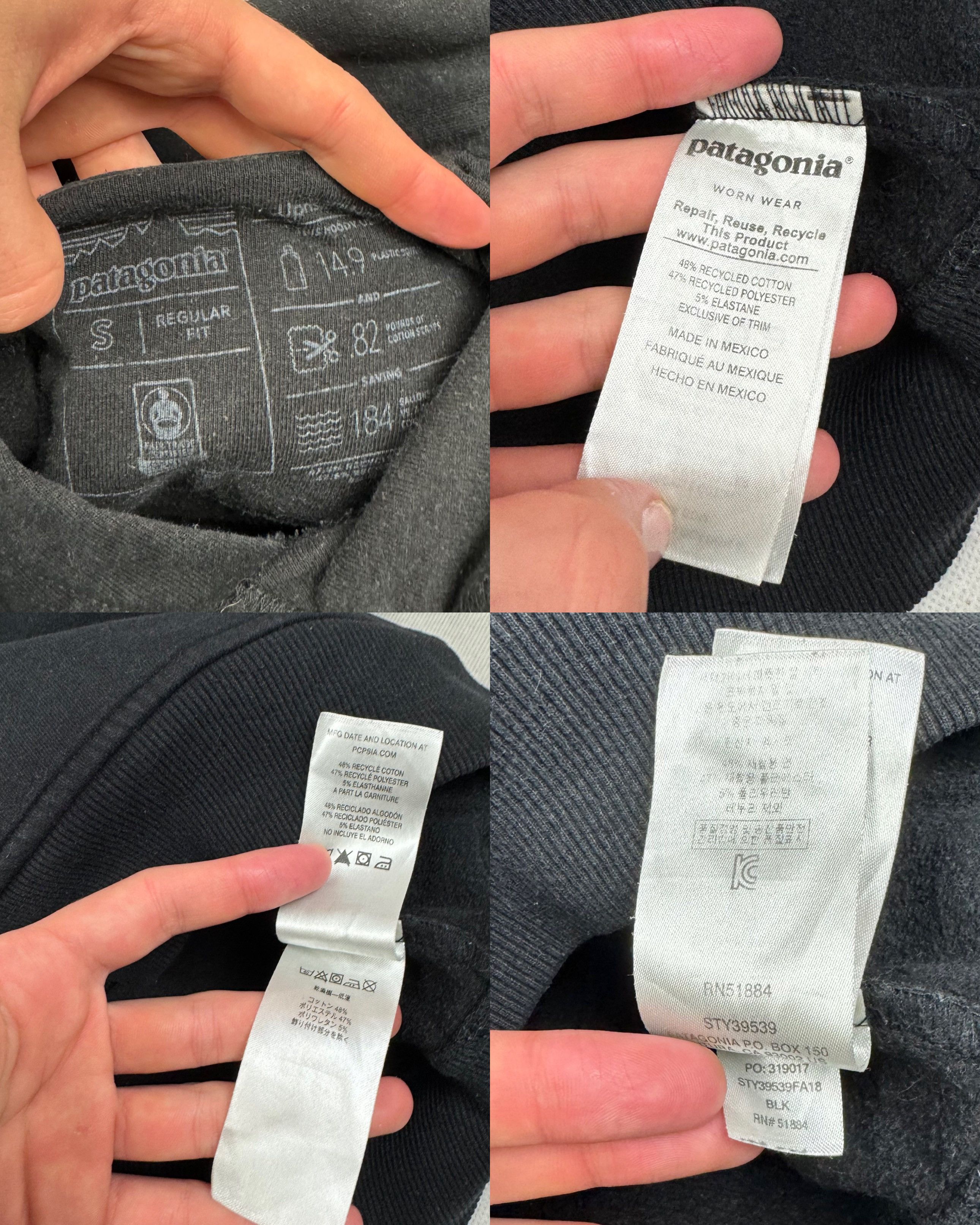 Patagonia Patagonia P-6 Logo Uprisal Hoody Men's Black Cotton Hoodie S Size US S / EU 44-46 / 1 - 2 Thumbnail