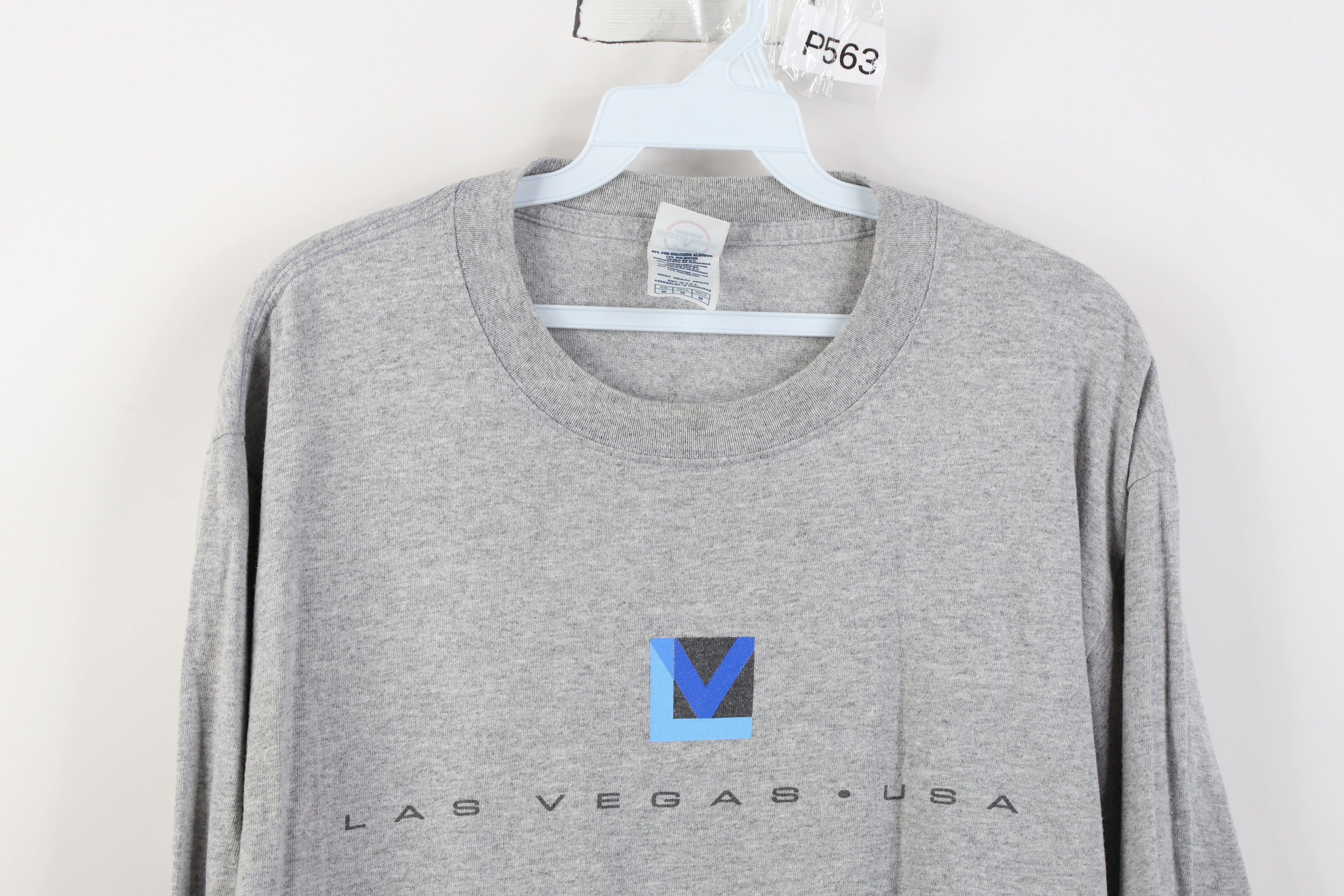 Vintage Vintage 90s Y2K Las Vegas Long Sleeve T-Shirt Heather Gray Size US M / EU 48-50 / 2 - 2 Thumbnail