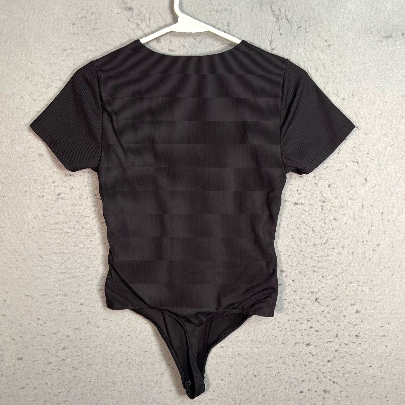 Vintage VINTAGE House Of Harlow 1960 Womens Small Black Ribbed Short Sleeve Bodysuit Size S / US 4 / IT 40 - 2 Thumbnail