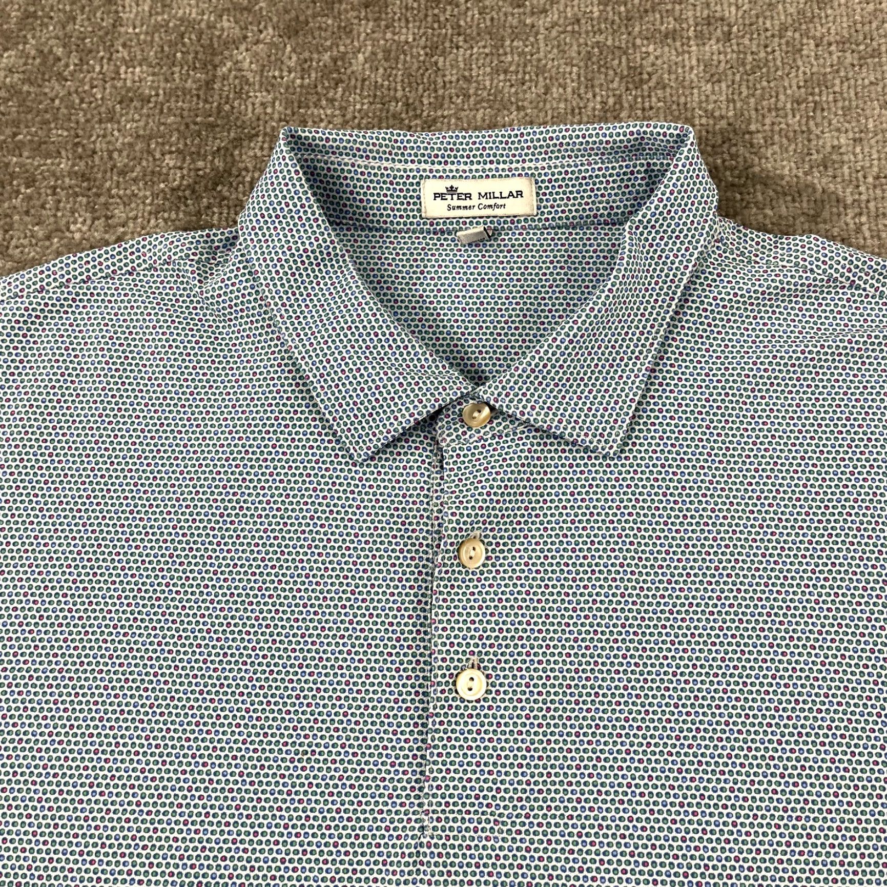 Peter Millar PETER MILLAR Polo Shirt Mens XL White Geometric Dot NHCC North Hills Golf Sport Shirt Mens XL White Geometric Dot NHCC North Hills Golf Sport Size US XL / EU 56 / 4 - 2 Thumbnail